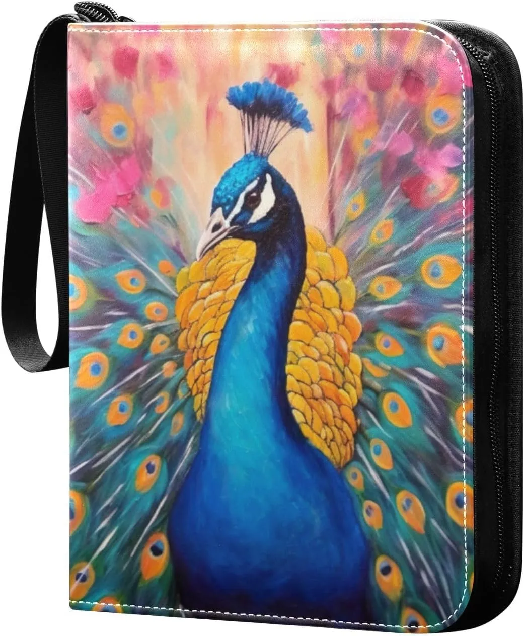 Peacock Painting Card Binder, 400 Pockets Card Holder with 50 Sleeves, Sturdy Card Holder Folders for Game Cards & Sports Cards