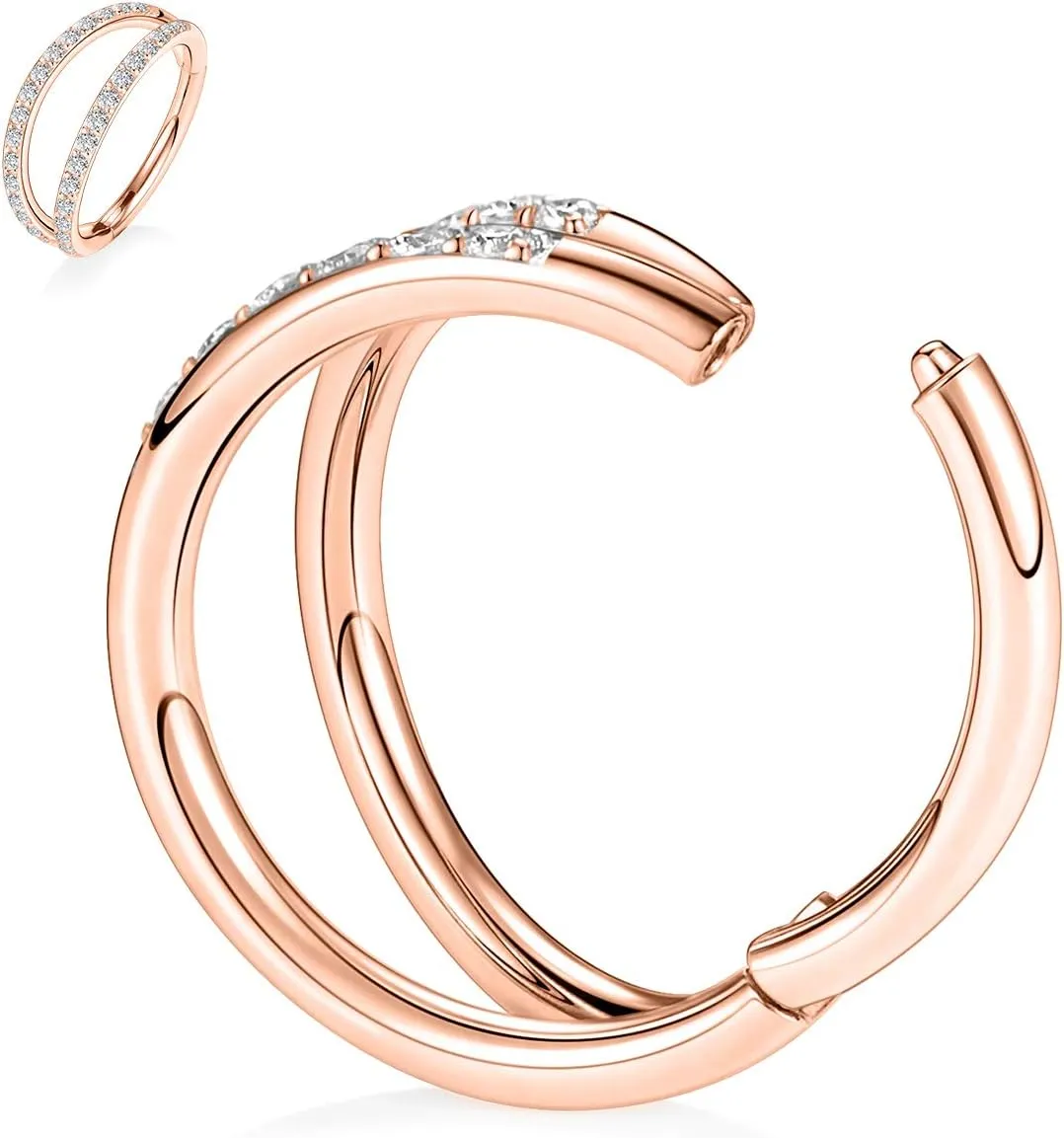 PEAKLINK 20G 18G 16G Double Nose Hoop Ring Helix Cartilage Conch Earring 316L Surgical Steel Septum Jewelry Seamless Tragus Rook Daith Lobe Lip Nose Piercing 6 8 10 12mm