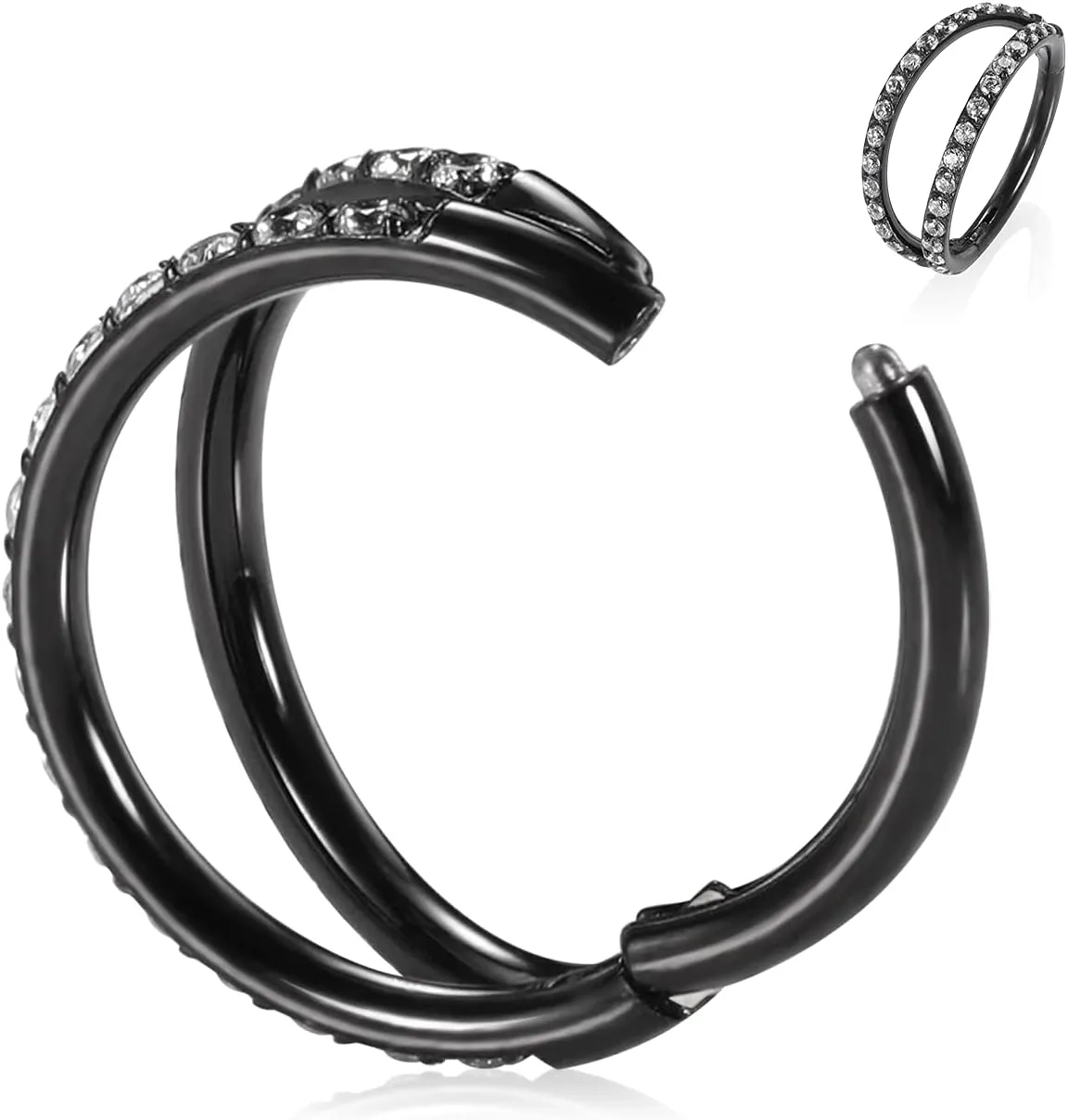 PEAKLINK 20G 18G 16G Double Nose Hoop Ring Helix Cartilage Conch Earring 316L Surgical Steel Septum Jewelry Seamless Tragus Rook Daith Lobe Lip Nose Piercing 6 8 10 12mm
