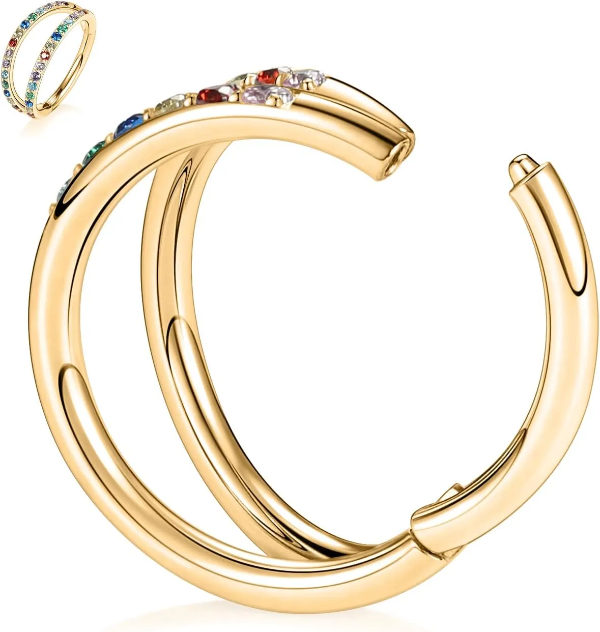 PEAKLINK 20G 18G 16G Double Nose Hoop Ring Helix Cartilage Conch Earring 316L Surgical Steel Septum Jewelry Seamless Tragus Rook Daith Lobe Lip Nose Piercing 6 8 10 12mm