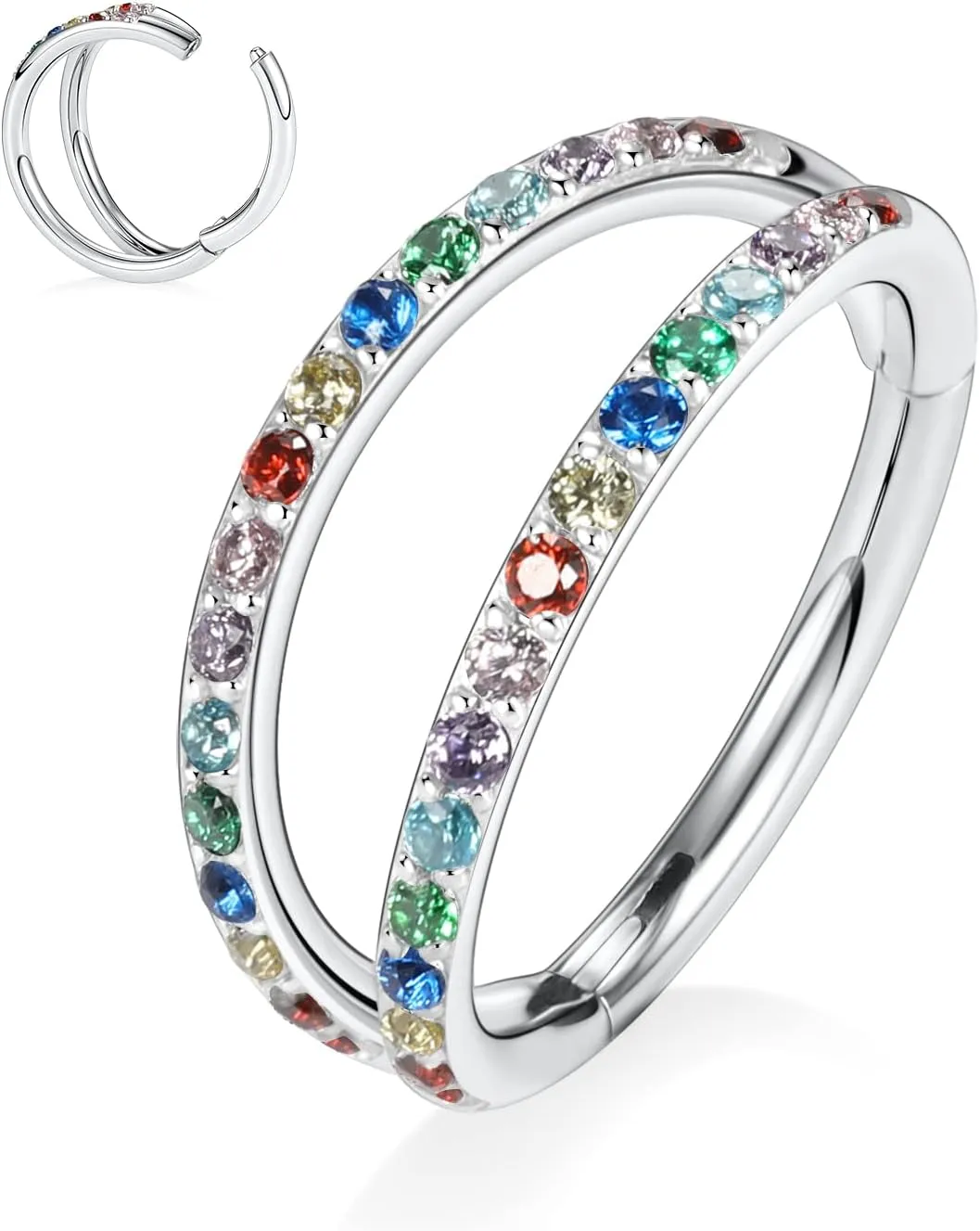 PEAKLINK 20G 18G 16G Double Nose Hoop Ring Helix Cartilage Conch Earring 316L Surgical Steel Septum Jewelry Seamless Tragus Rook Daith Lobe Lip Nose Piercing 6 8 10 12mm