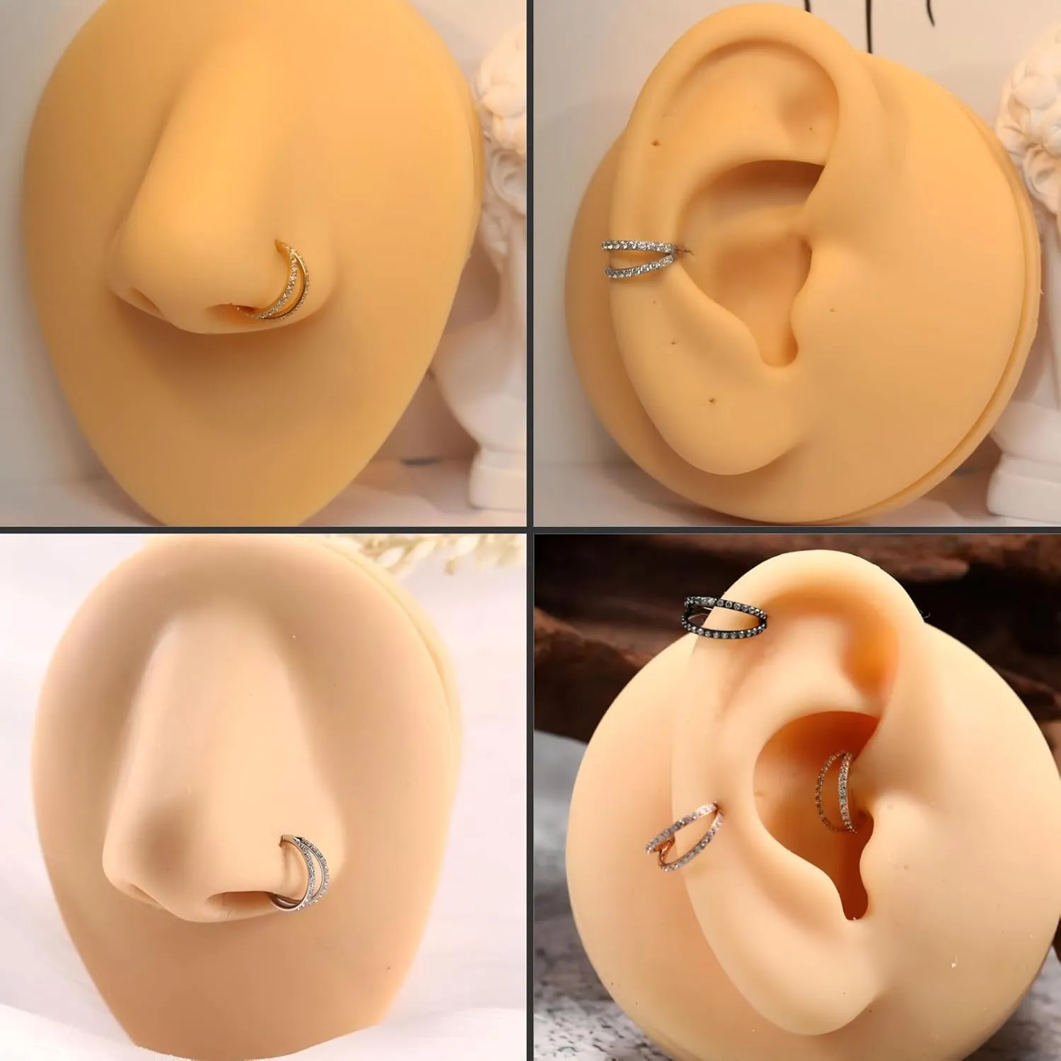 PEAKLINK 20G 18G 16G Double Nose Hoop Ring Helix Cartilage Conch Earring 316L Surgical Steel Septum Jewelry Seamless Tragus Rook Daith Lobe Lip Nose Piercing 6 8 10 12mm