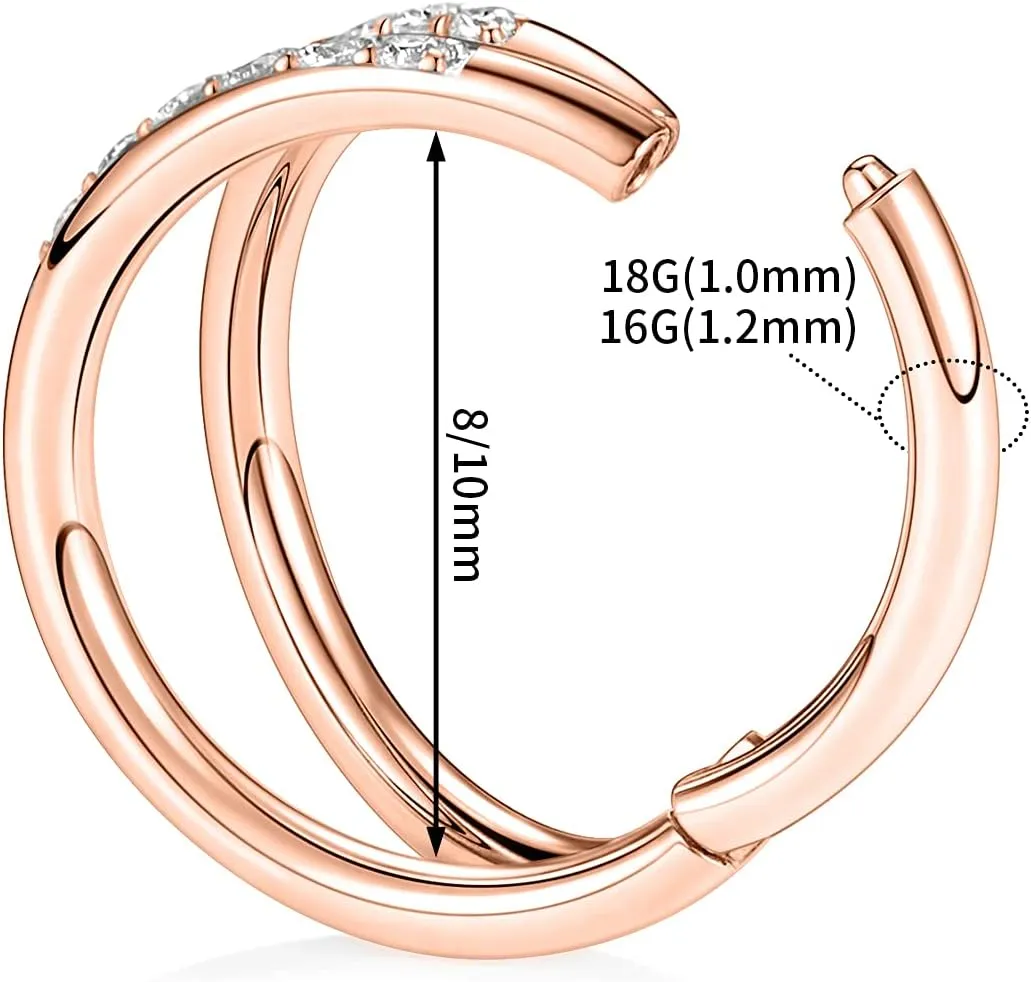 PEAKLINK 20G 18G 16G Double Nose Hoop Ring Helix Cartilage Conch Earring 316L Surgical Steel Septum Jewelry Seamless Tragus Rook Daith Lobe Lip Nose Piercing 6 8 10 12mm