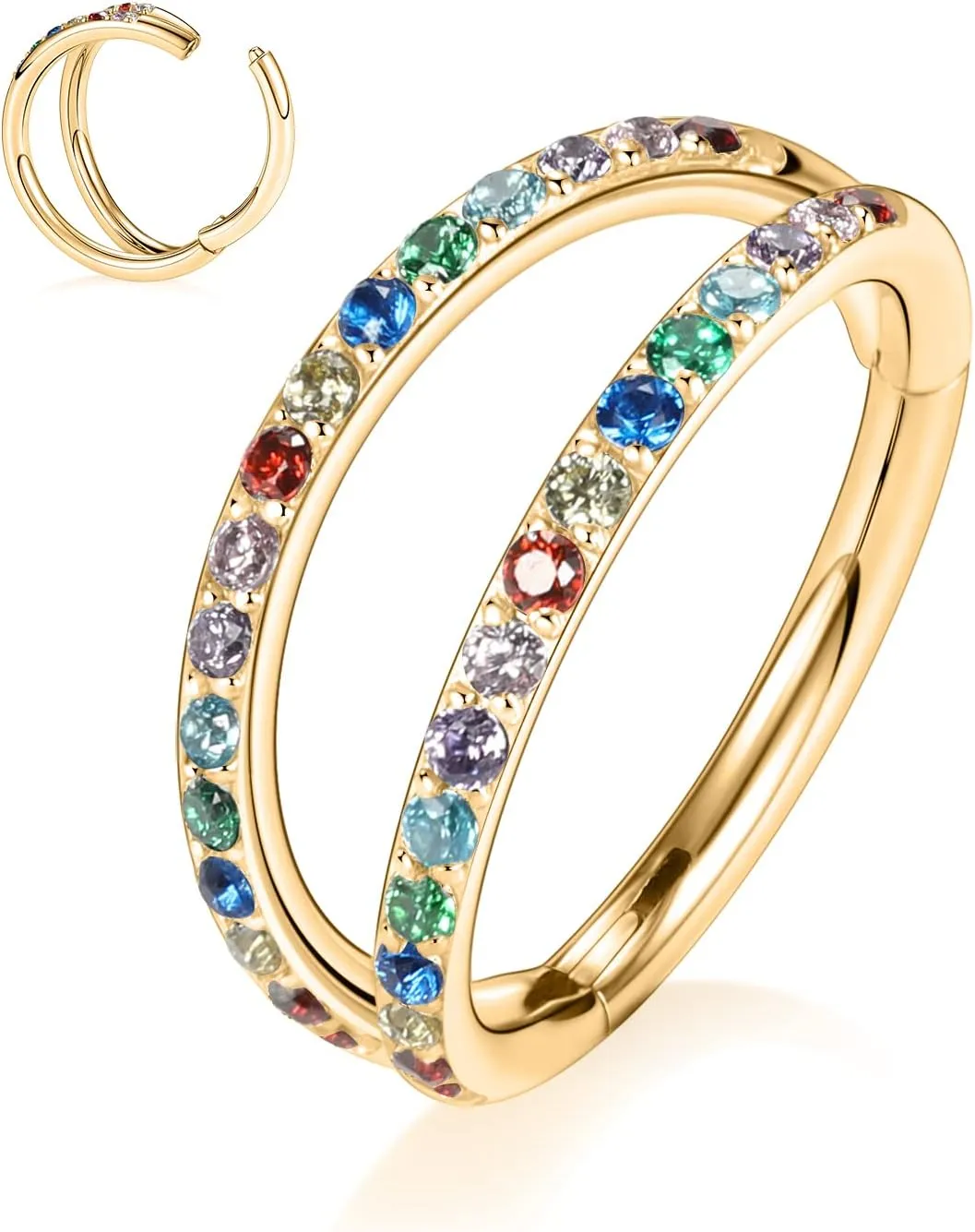 PEAKLINK 20G 18G 16G Double Nose Hoop Ring Helix Cartilage Conch Earring 316L Surgical Steel Septum Jewelry Seamless Tragus Rook Daith Lobe Lip Nose Piercing 6 8 10 12mm