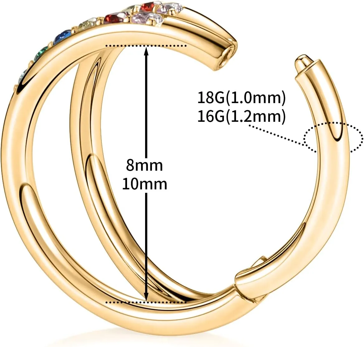 PEAKLINK 20G 18G 16G Double Nose Hoop Ring Helix Cartilage Conch Earring 316L Surgical Steel Septum Jewelry Seamless Tragus Rook Daith Lobe Lip Nose Piercing 6 8 10 12mm