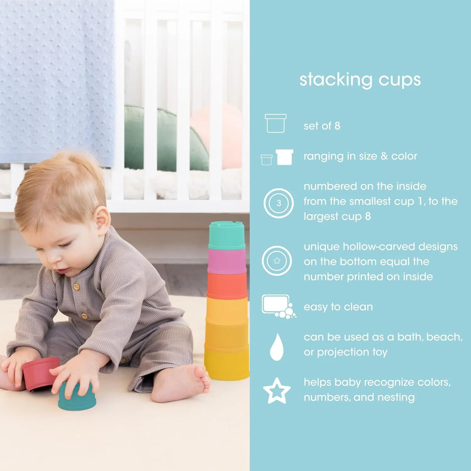 Pearhead Learning Kit for Babies 6  Months, 8 in 1 Learning Educational Set for Babies, Play Set for Early Development and Motor Skills, Montessori Toys for Babies 6  Months