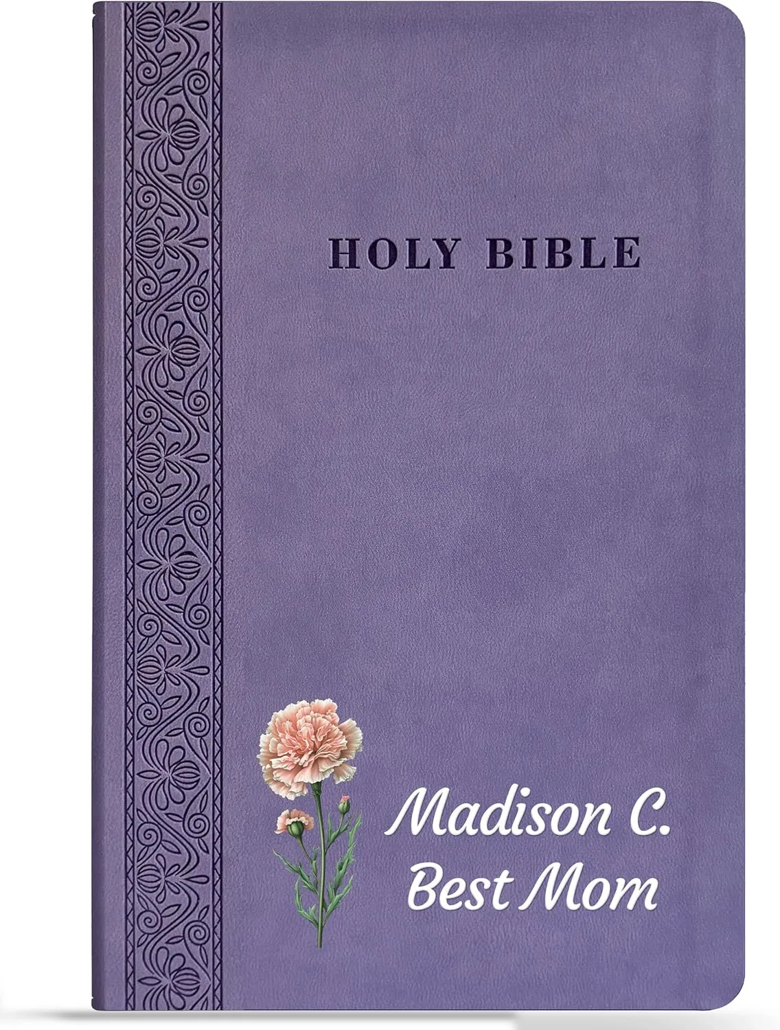 Personalized Birth Flower Thinline Reference Bible, Christian Mother's Day Gift, Bible with Custom Name, KJV, King James Version, Red Letter, Flexisoft, Lavender
