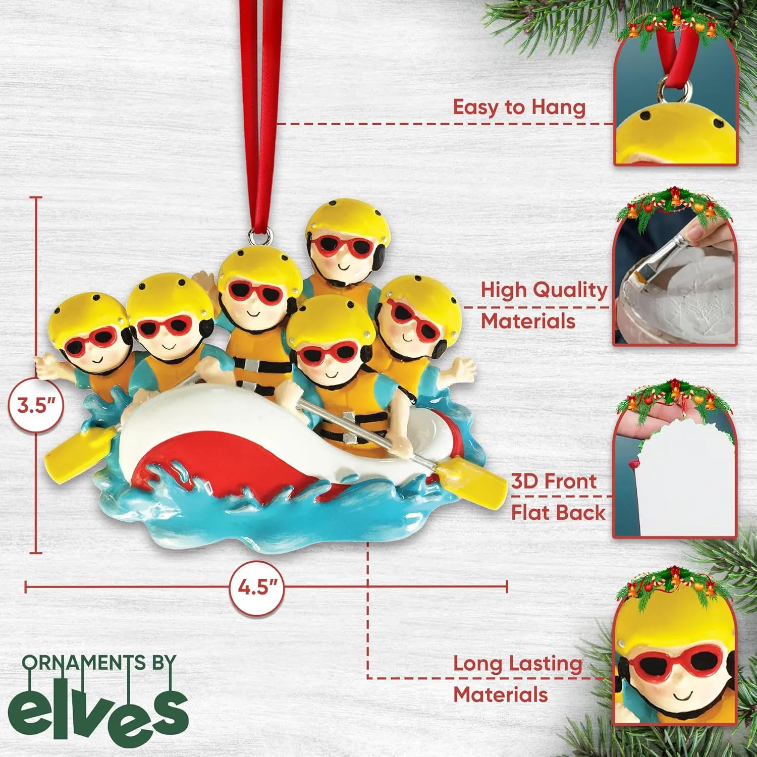 Personalized Family Ornament 2022 - Family of 6 Christmas Ornament 2022 - White Water Rafting Ornament Rafting Ornaments Family of 6 River Rafting Ornament 2022 - Free Customization