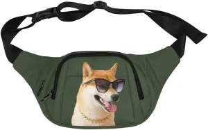 Personalized Fanny Bag for Women Men with Photo Name, Customized Picture Fashion Waist Bag Water Resistant Hip Bum Bag with Adjustable Belt for Travel Hiking Cycling Running (army green)