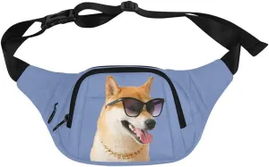 Personalized Fanny Bag for Women Men with Photo Name, Customized Picture Fashion Waist Bag Water Resistant Hip Bum Bag with Adjustable Belt for Travel Hiking Cycling Running (blue)