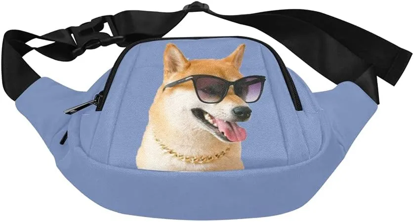 Personalized Fanny Bag for Women Men with Photo Name, Customized Picture Fashion Waist Bag Water Resistant Hip Bum Bag with Adjustable Belt for Travel Hiking Cycling Running (blue)