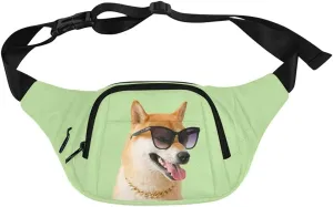Personalized Fanny Bag for Women Men with Photo Name, Customized Picture Fashion Waist Bag Water Resistant Hip Bum Bag with Adjustable Belt for Travel Hiking Cycling Running (green)