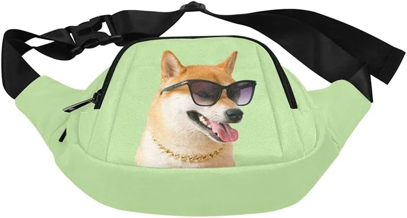 Personalized Fanny Bag for Women Men with Photo Name, Customized Picture Fashion Waist Bag Water Resistant Hip Bum Bag with Adjustable Belt for Travel Hiking Cycling Running (green)