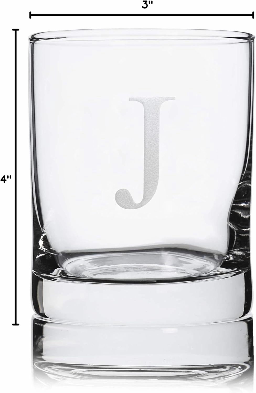 Personalized Whiskey Glasses Set of 2, Engraved Monogram Old Fashioned Bourbon Glassware, 12.5 oz, Ideal for Men, Gifts, Birthday, Anniversary, Christmas, Groomsmen, (J)