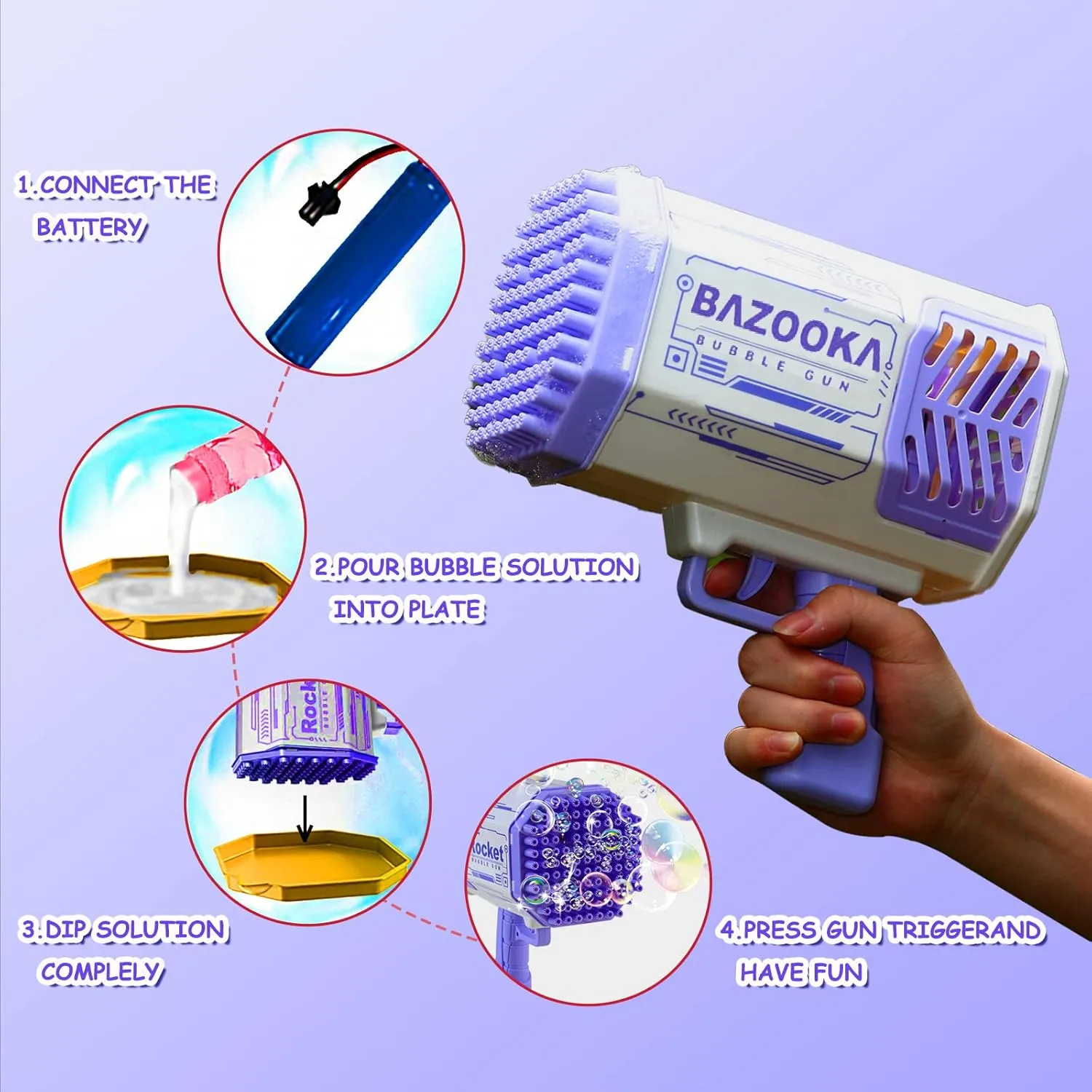 Petrella Toys Bubble Gun Bazooka Bubble Machine Gun Bubbles for Kids TIK Tok Gifts 3 4 5 6 7 8 9 10 11 12 Years Old Bubble Blaster Blower