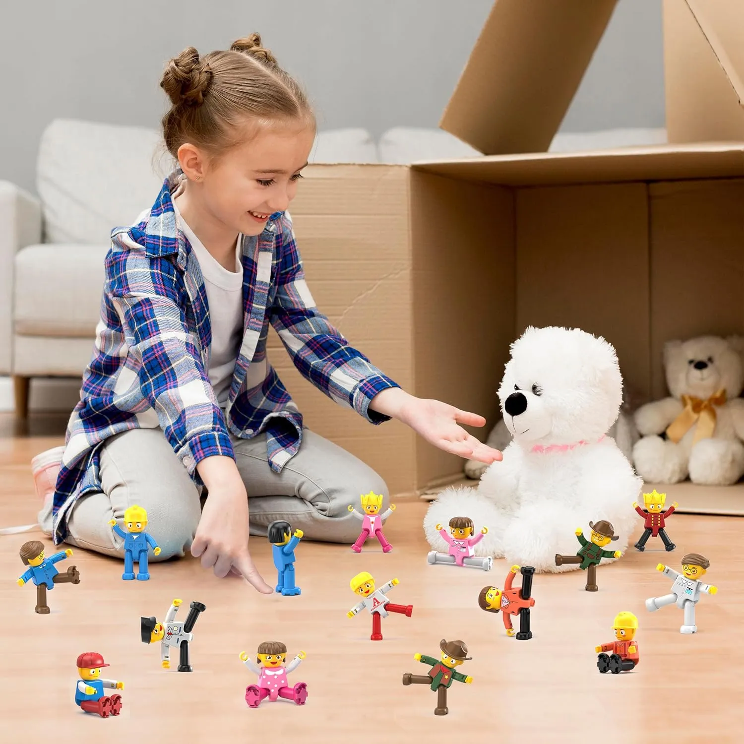 PicassoTiles 15-Piece Magnetic Character Action Figures Add-on Set for Construction Building Block Tiles