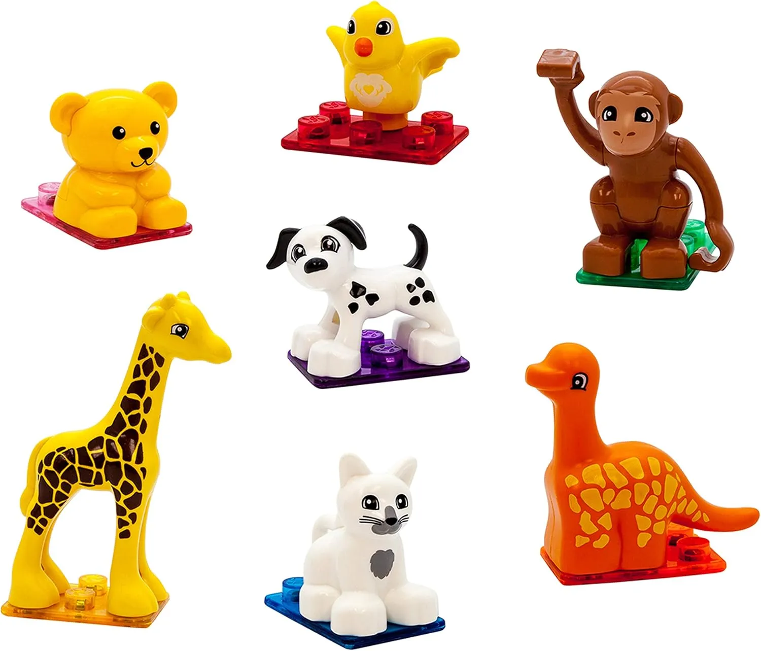 PicassoTiles 7pc Magnetic Animal Action Figure Set for Magnet Building Block Educational STEM Learning Kit Construction Toy Pretend Playset Child Brain Development HandEye Coordination Training PTA07