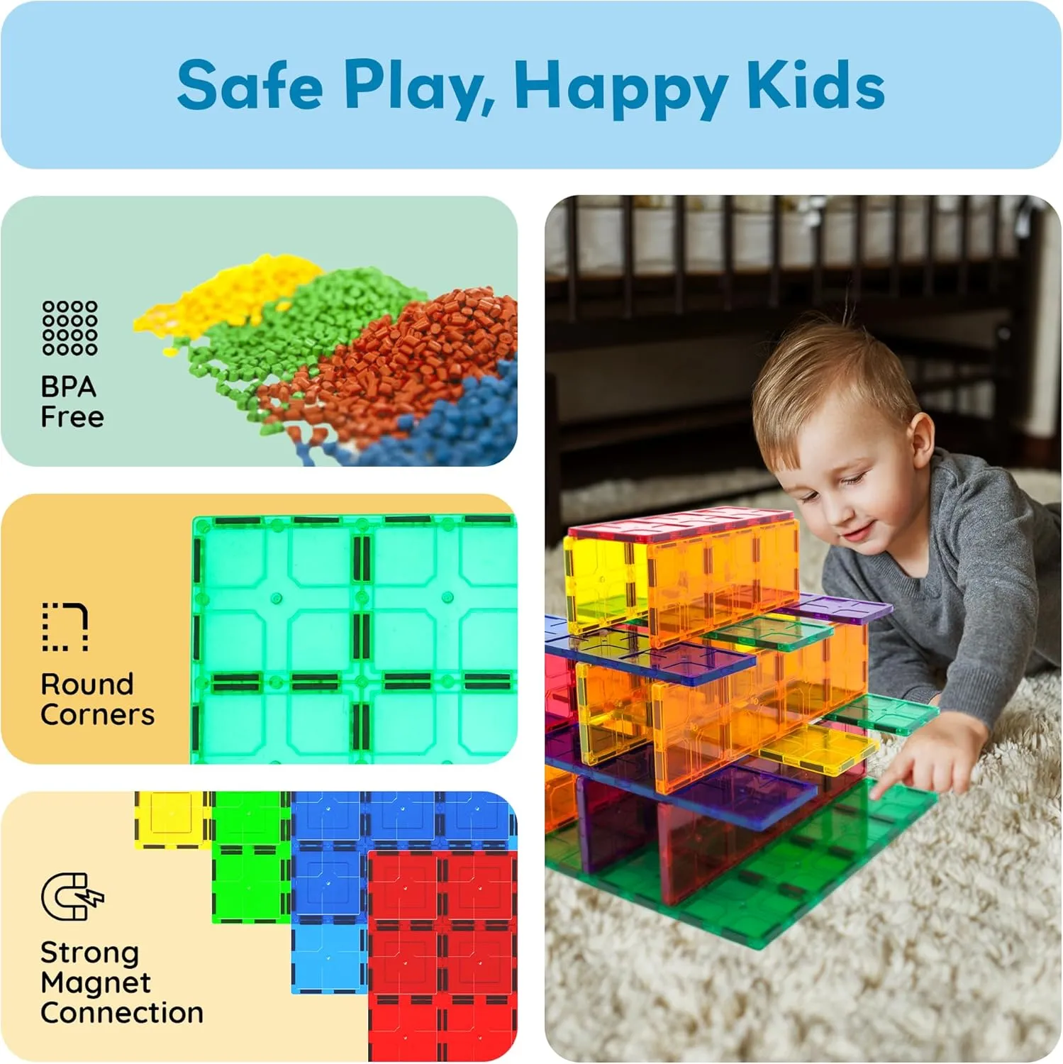 PicassoTiles Kids Toy Magnetic Building Blocks Magnet Tiles Supersized Large Stabilizer Base Jumbo XL Plate Foundation Education Construction Kit Engineering STEM Children Learning Stacking Set