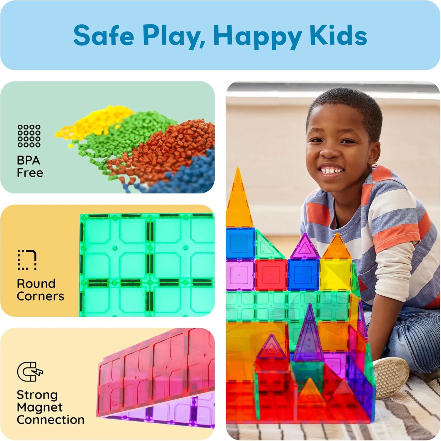 PicassoTiles Kids Toy Magnetic Building Blocks Magnet Tiles Supersized Large Stabilizer Base Jumbo XL Plate Foundation Education Construction Kit Engineering STEM Children Learning Stacking Set