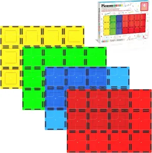 PicassoTiles Kids Toy Magnetic Building Blocks Magnet Tiles Supersized Large Stabilizer Base Jumbo XL Plate Foundation Education Construction Kit Engineering STEM Children Learning Stacking Set