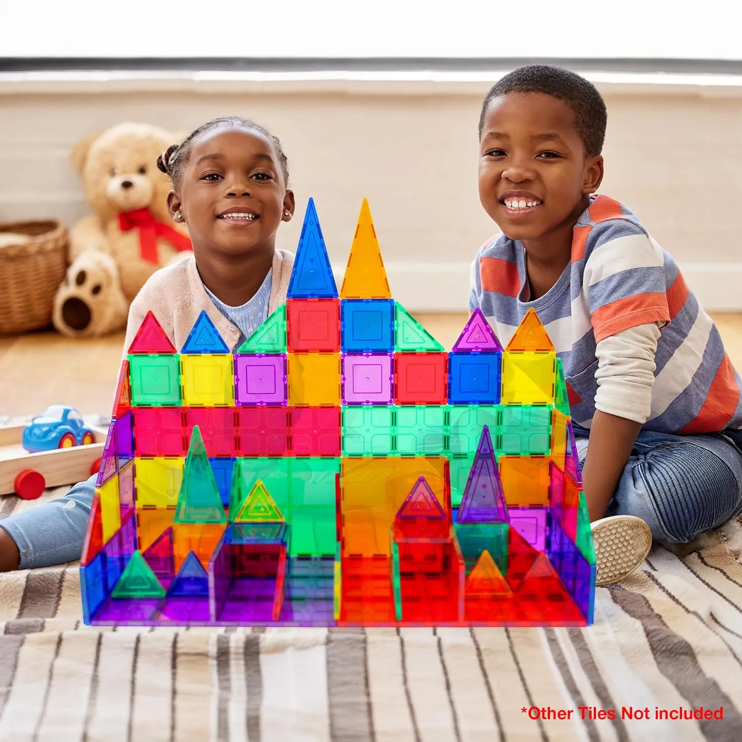 PicassoTiles Kids Toy Magnetic Building Blocks Magnet Tiles Supersized Large Stabilizer Base Jumbo XL Plate Foundation Education Construction Kit Engineering STEM Children Learning Stacking Set