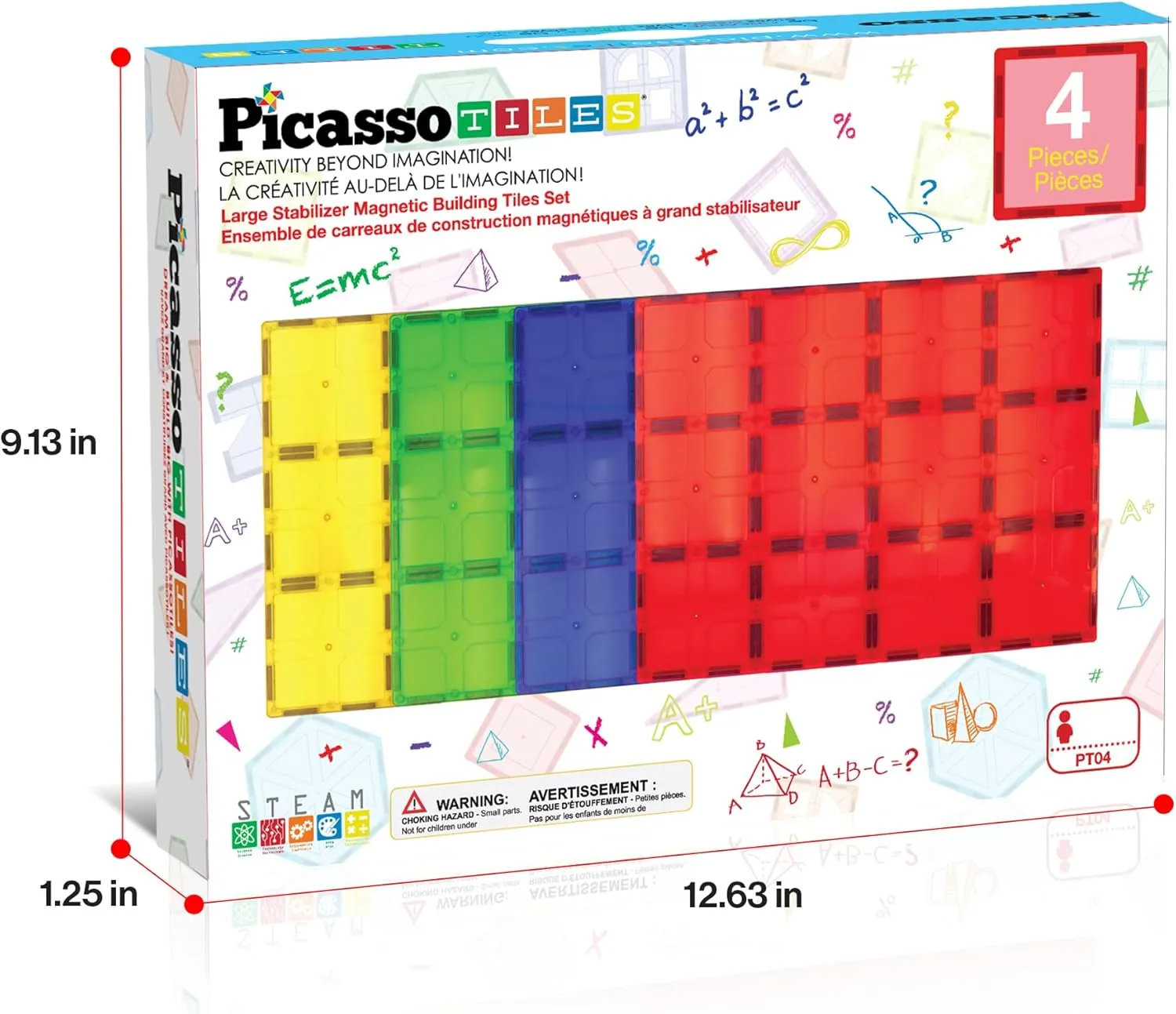 PicassoTiles Kids Toy Magnetic Building Blocks Magnet Tiles Supersized Large Stabilizer Base Jumbo XL Plate Foundation Education Construction Kit Engineering STEM Children Learning Stacking Set