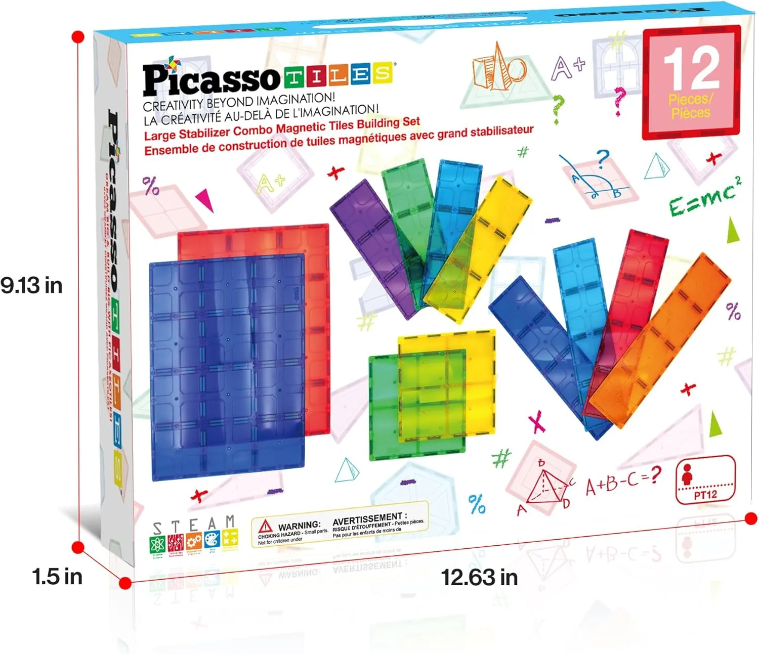 PicassoTiles Kids Toy Magnetic Building Blocks Magnet Tiles Supersized Large Stabilizer Base Jumbo XL Plate Foundation Education Construction Kit Engineering STEM Children Learning Stacking Set
