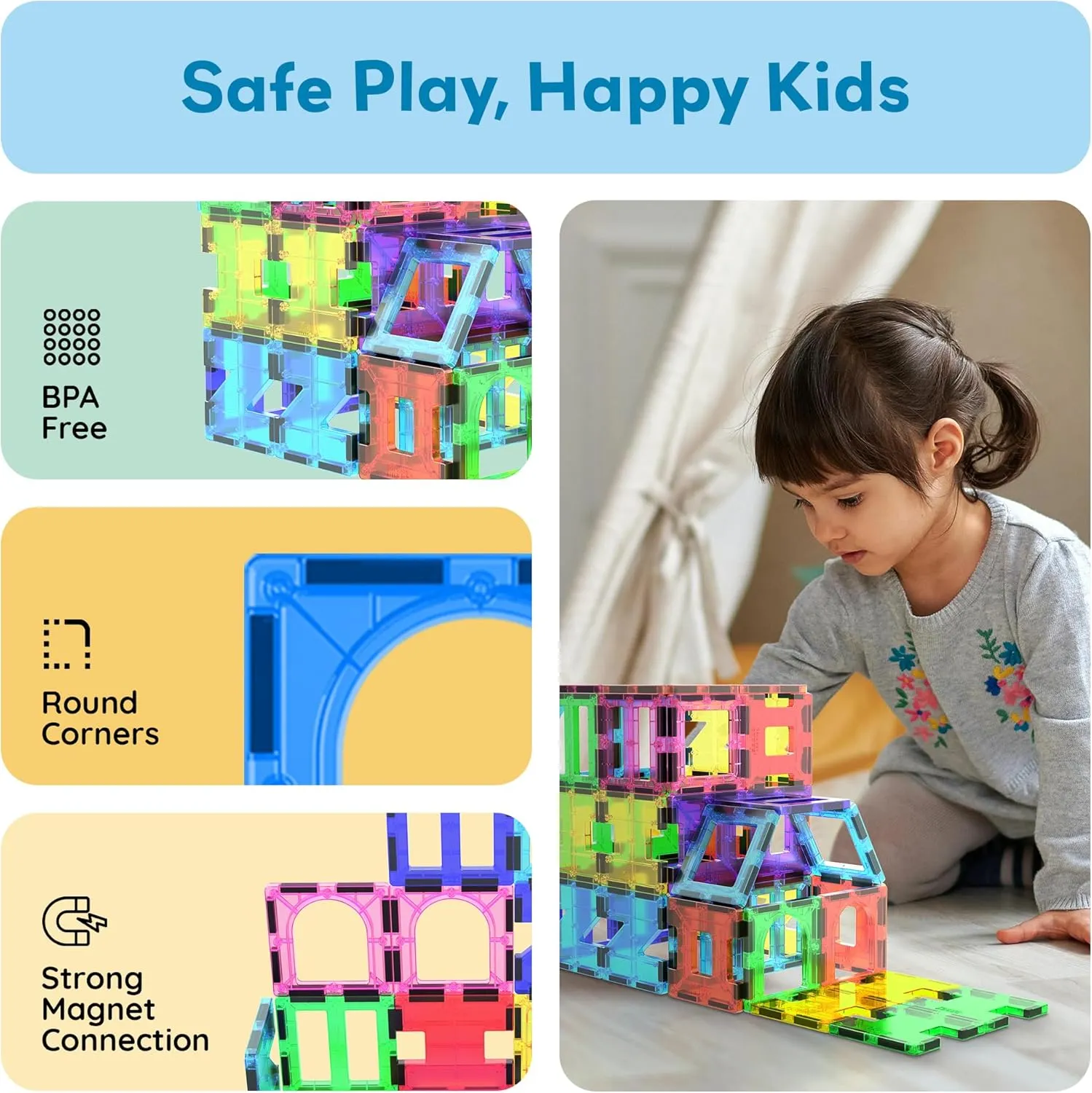 PicassoTiles Magnetic Blocks See-Through Shape STEM Toys for Boys and Girls Toddlers Ages 3  Magnetic Building Block Tiles Educational Playset Compatible with Major Brand Magnet Tile -Starter Set PT42