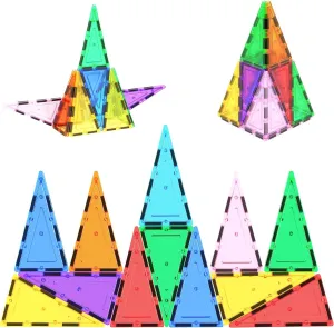 PicassoTiles Magnetic Building Block Set Isosceles Triangle Magnet Tiles Construction Toy STEM Learning Kit Educational Playboard Prek Pretend Play Stacking Blocks Child Brain Development PTE03