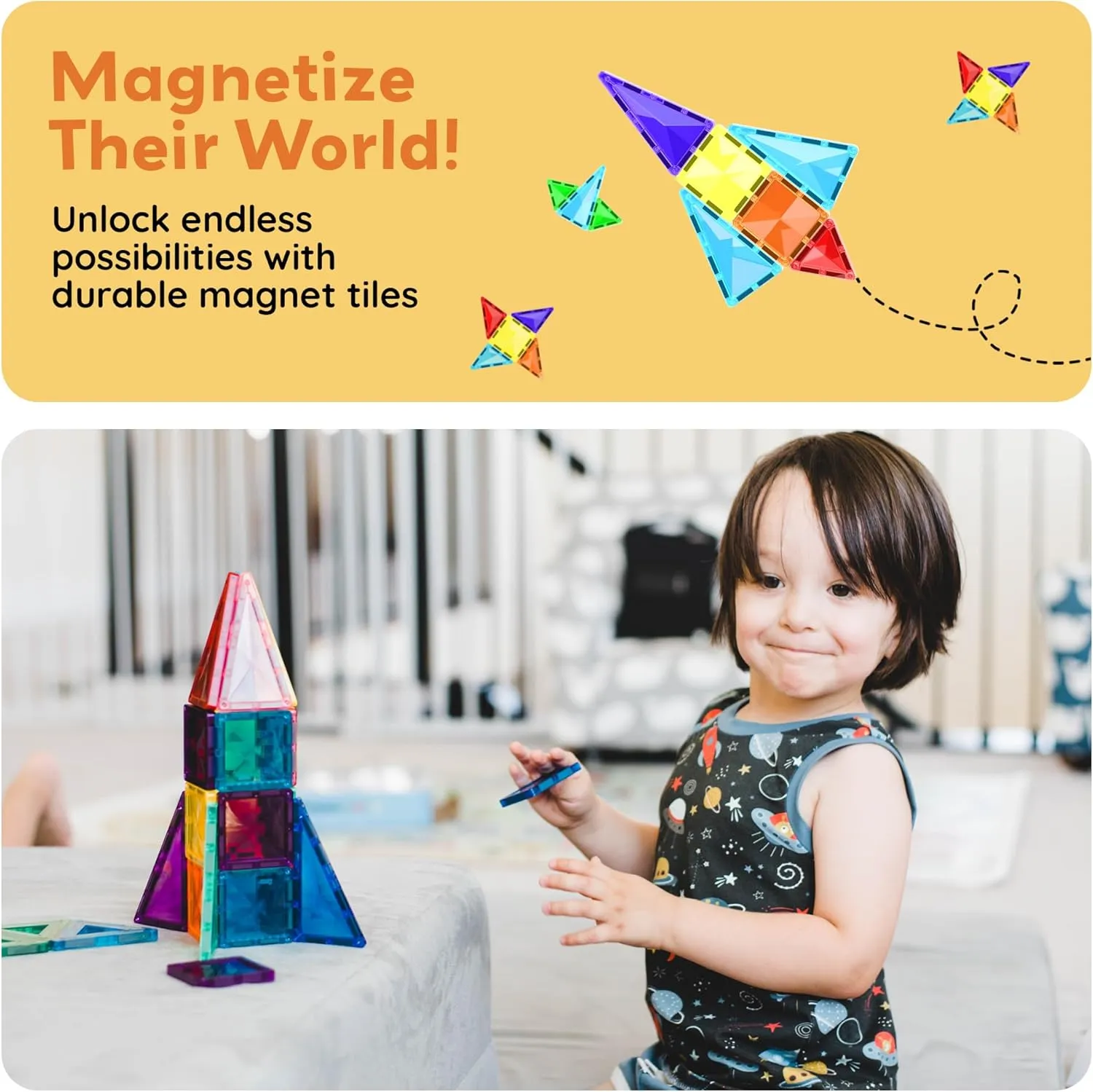 PicassoTiles Mini Size Magnetic Tiles Sensory Magnet Toys Diamond Series Construction Building Blocks Set STEM Learning Travel Size Educational Toy for Kids Boys Girls Toddlers Age 3  PTM30
