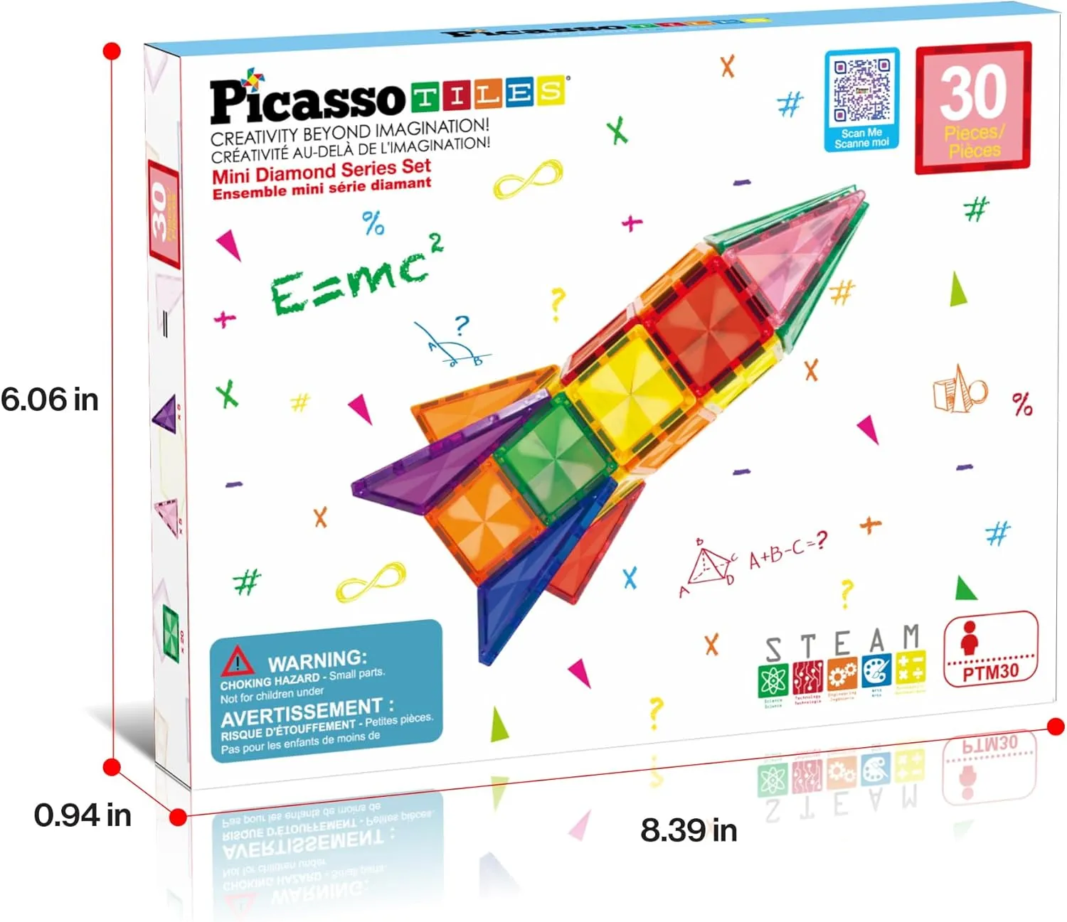 PicassoTiles Mini Size Magnetic Tiles Sensory Magnet Toys Diamond Series Construction Building Blocks Set STEM Learning Travel Size Educational Toy for Kids Boys Girls Toddlers Age 3  PTM30