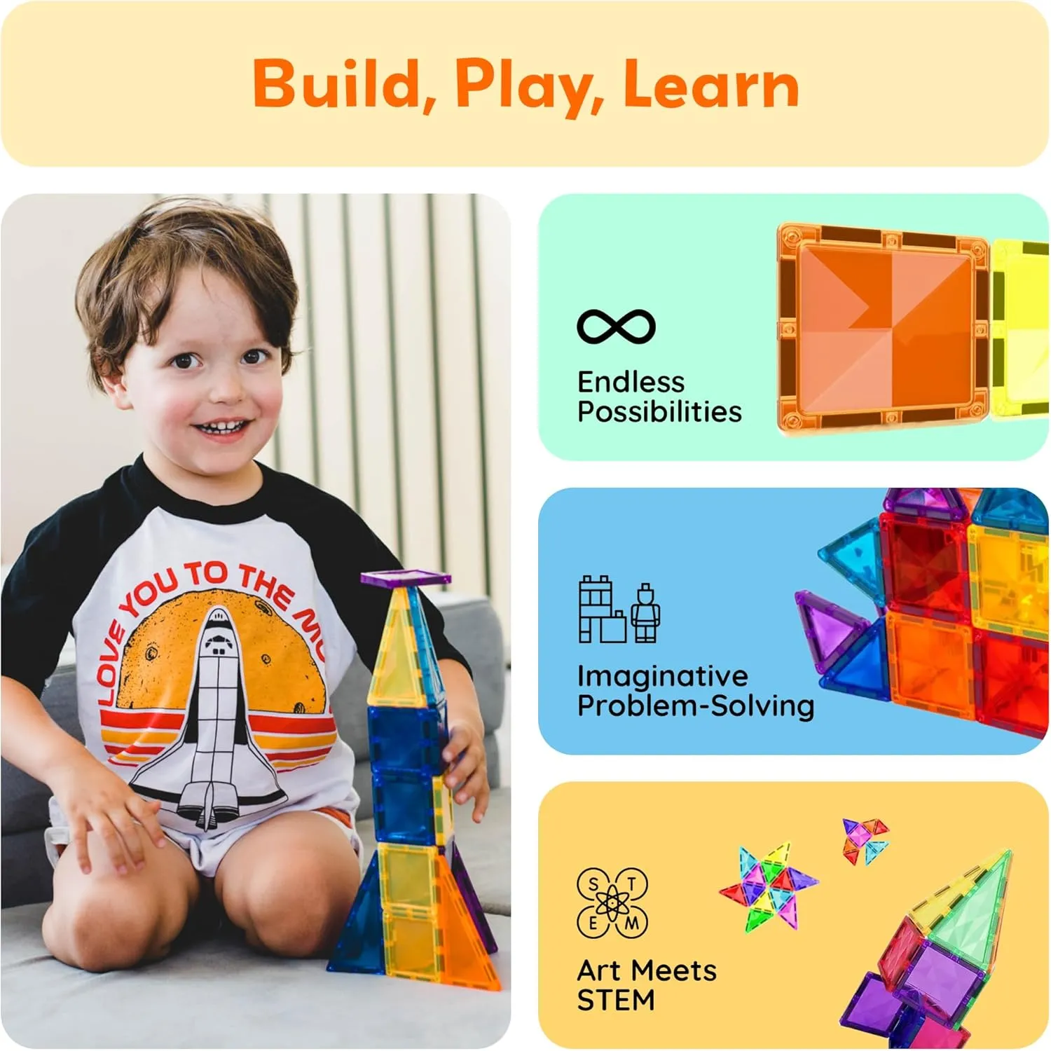 PicassoTiles Mini Size Magnetic Tiles Sensory Magnet Toys Diamond Series Construction Building Blocks Set STEM Learning Travel Size Educational Toy for Kids Boys Girls Toddlers Age 3  PTM30