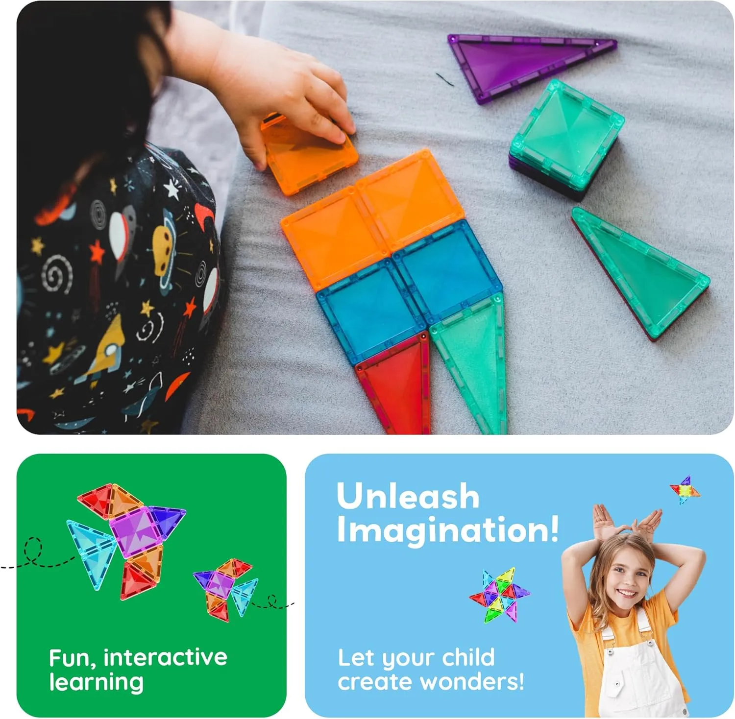 PicassoTiles Mini Size Magnetic Tiles Sensory Magnet Toys Diamond Series Construction Building Blocks Set STEM Learning Travel Size Educational Toy for Kids Boys Girls Toddlers Age 3  PTM30