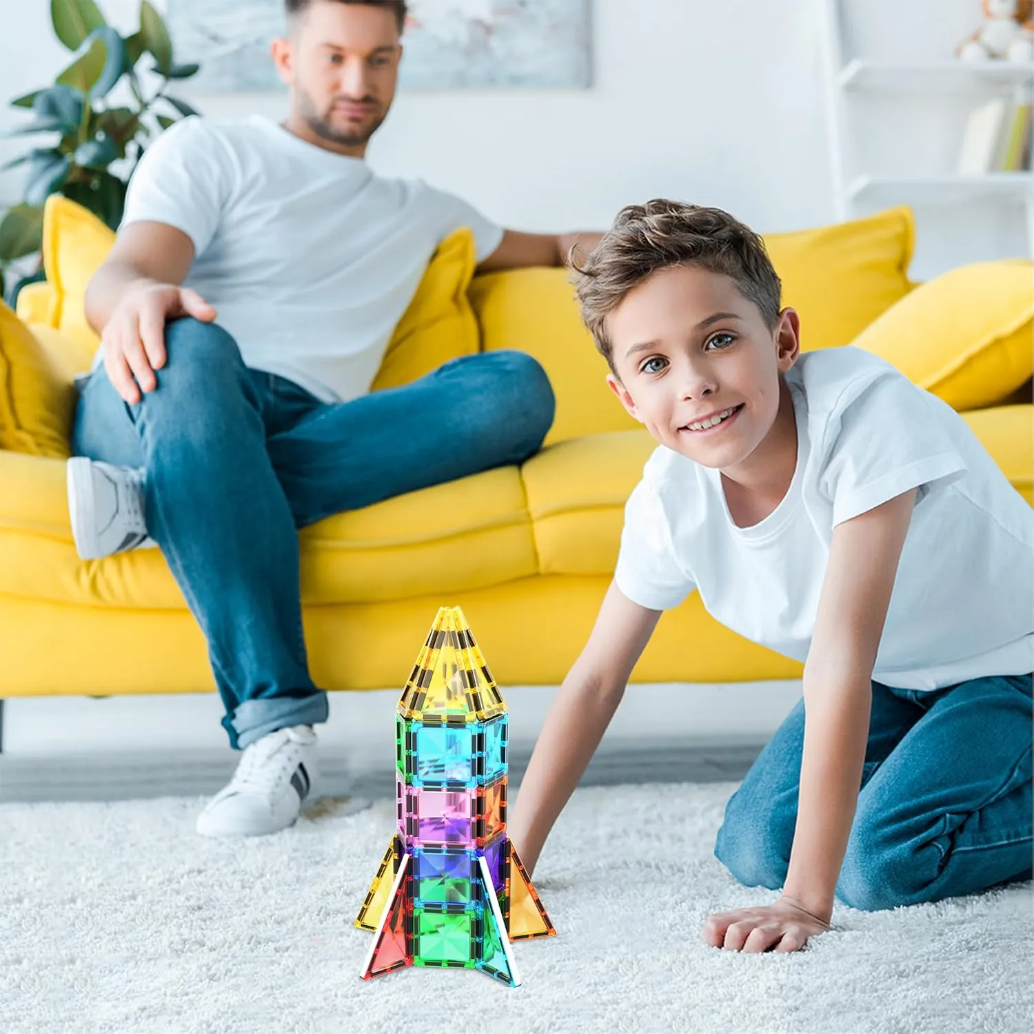 PicassoTiles Mini Size Magnetic Tiles Sensory Magnet Toys Diamond Series Construction Building Blocks Set STEM Learning Travel Size Educational Toy for Kids Boys Girls Toddlers Age 3  PTM30