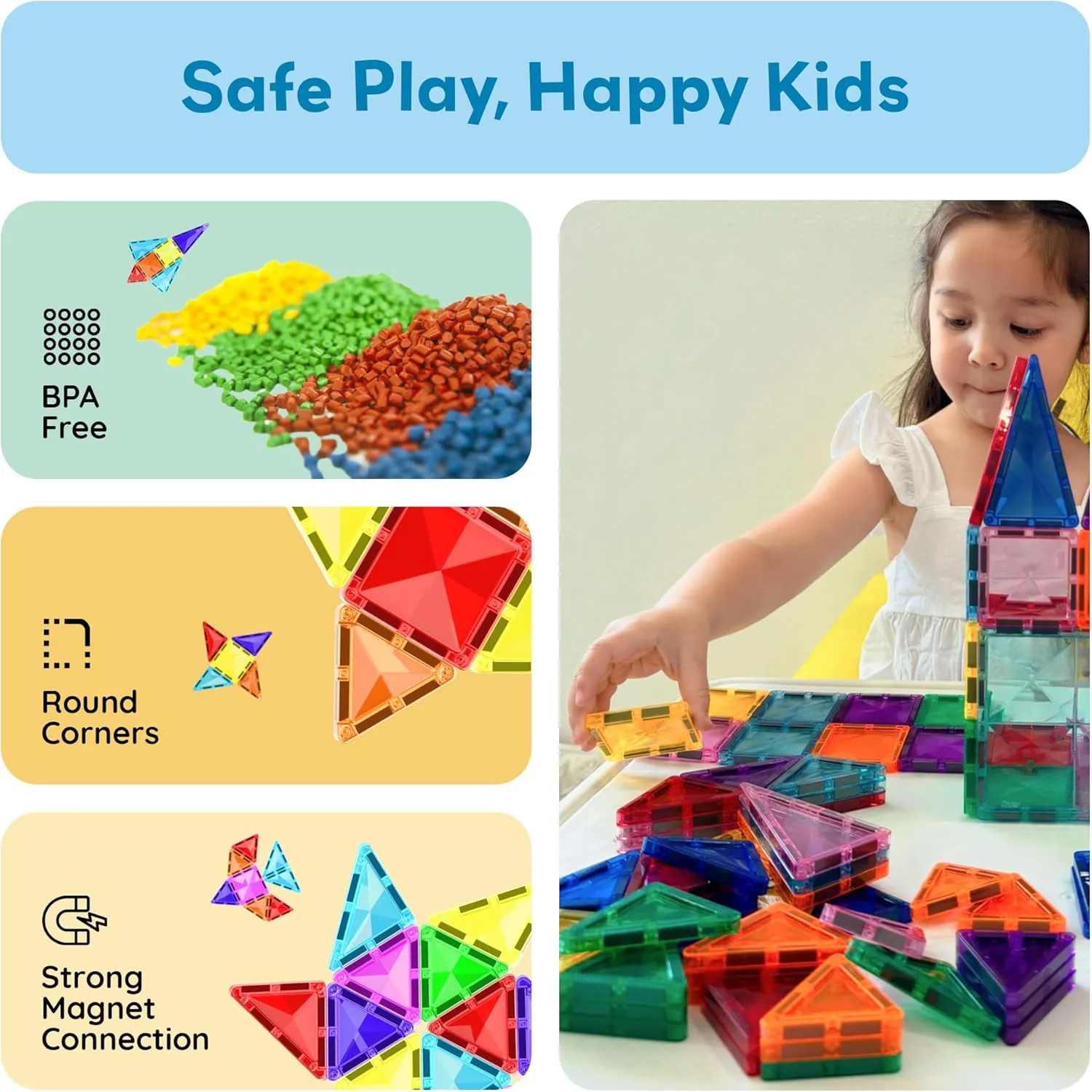PicassoTiles Mini Size Magnetic Tiles Sensory Magnet Toys Diamond Series Construction Building Blocks Set STEM Learning Travel Size Educational Toy for Kids Boys Girls Toddlers Age 3  PTM30
