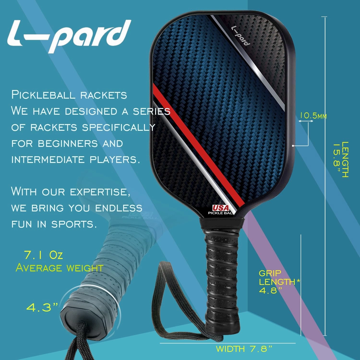 Pickleball Paddles,Fiberglass Surface Pickleball Set with 2 Pickleball Rackets and 4 Pickleballs, Pickleball Paddle Set and Pickle Ball Set for Men, Women, Kids, Adults