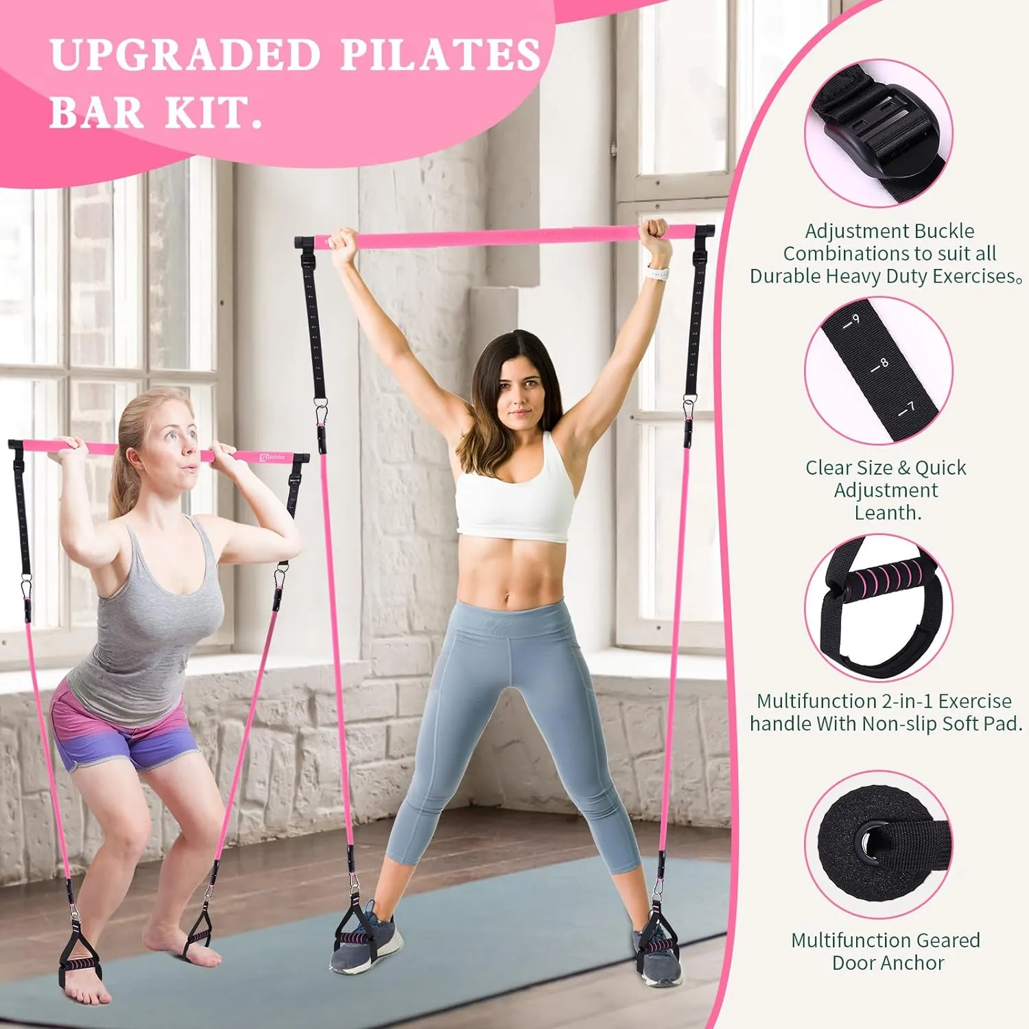 Pilates Bar Kit with Resistance Bands,Pilates Bar with Stackable Bands Workout Equipment for Legs,Hip,Waist and Arm,Exercise Fitness Equipment for Women & Men Home Gym Yoga Pilates