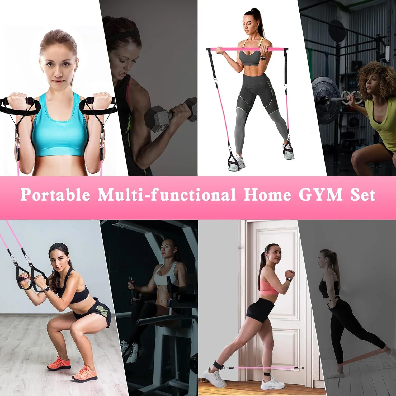 Pilates Bar Kit with Resistance Bands,Pilates Bar with Stackable Bands Workout Equipment for Legs,Hip,Waist and Arm,Exercise Fitness Equipment for Women & Men Home Gym Yoga Pilates