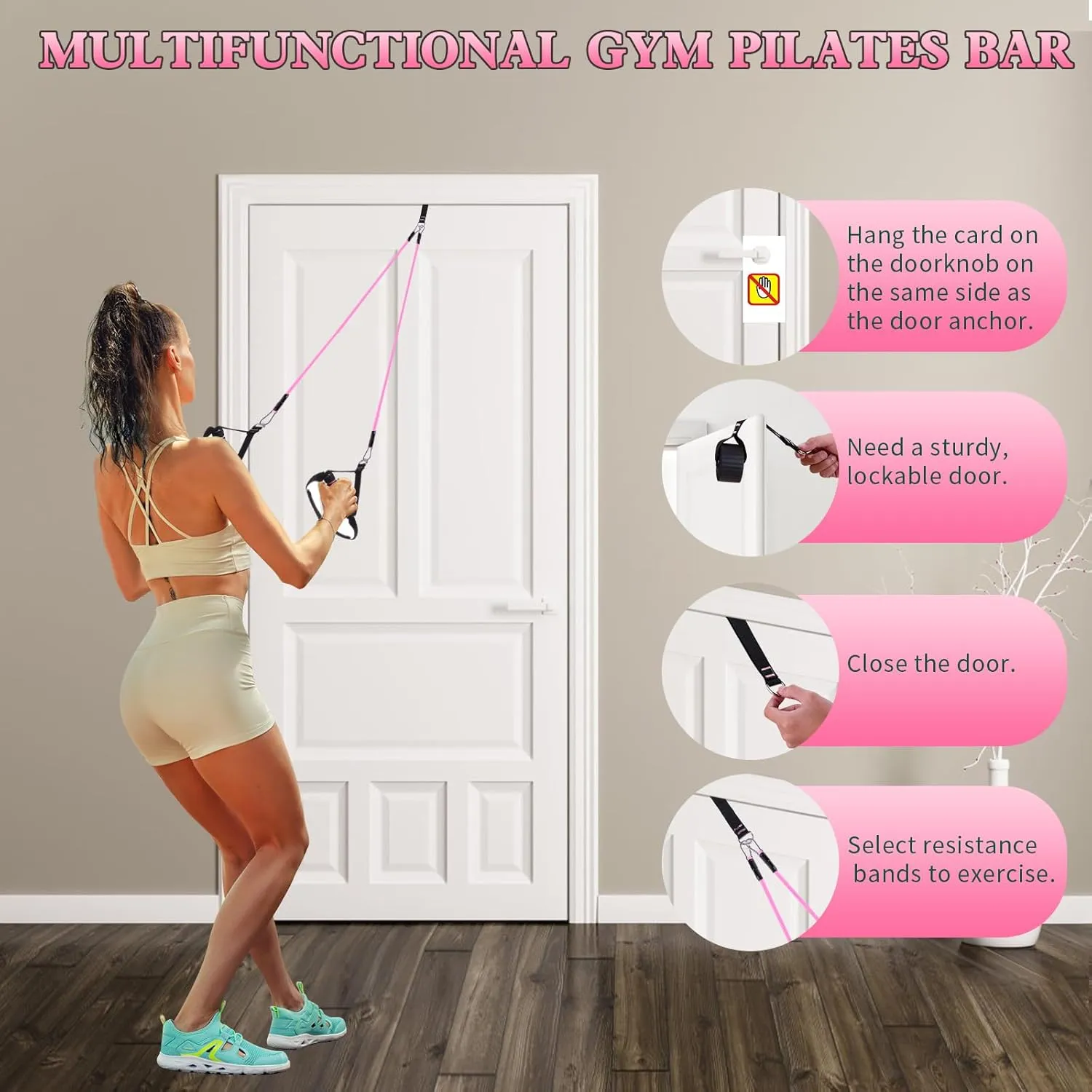 Pilates Bar Kit with Resistance Bands,Pilates Bar with Stackable Bands Workout Equipment for Legs,Hip,Waist and Arm,Exercise Fitness Equipment for Women & Men Home Gym Yoga Pilates