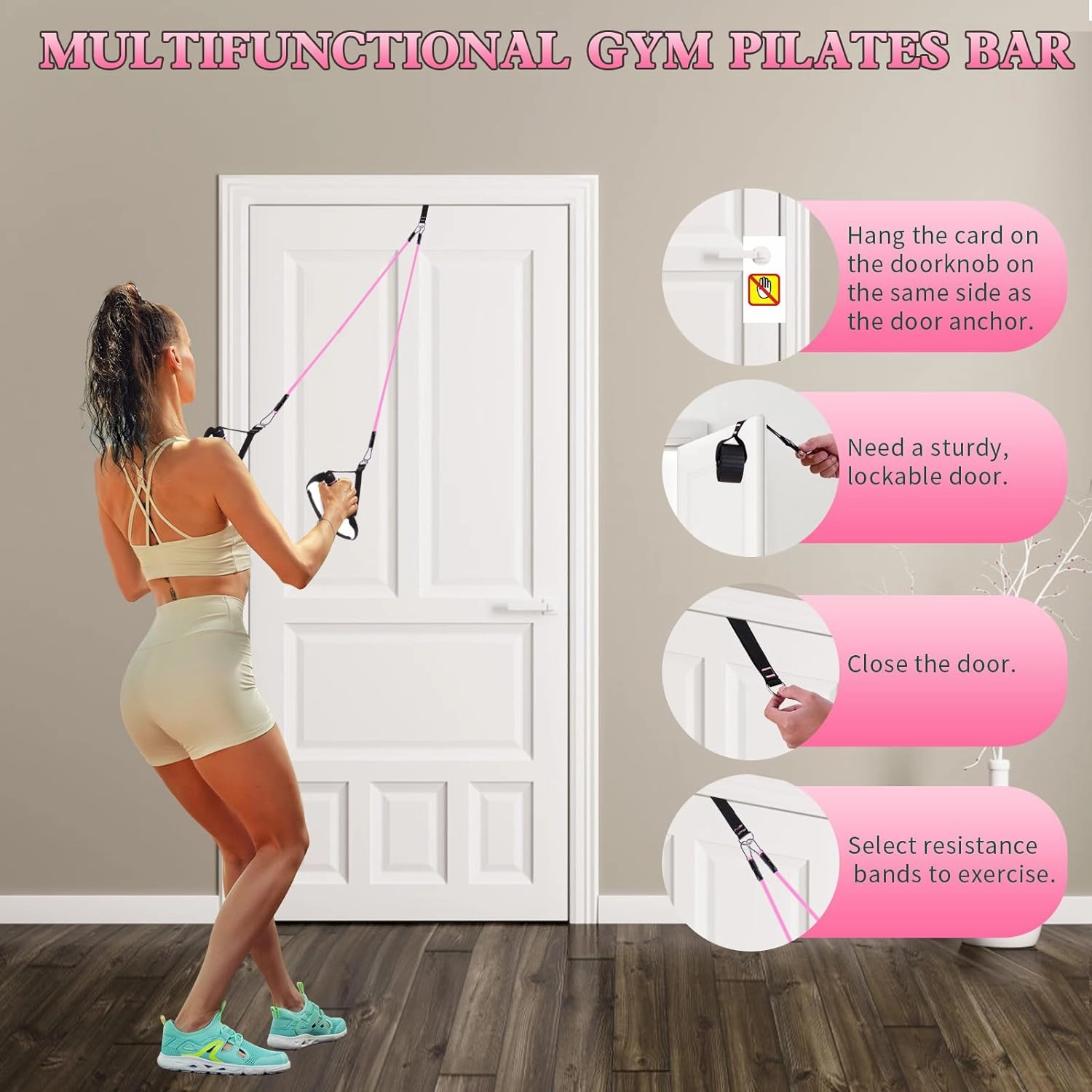 Pilates Bar Kit with Resistance Bands,Pilates Bar with Stackable Bands Workout Equipment for Legs,Hip,Waist and Arm,Exercise Fitness Equipment for Women & Men Home Gym Yoga Pilates