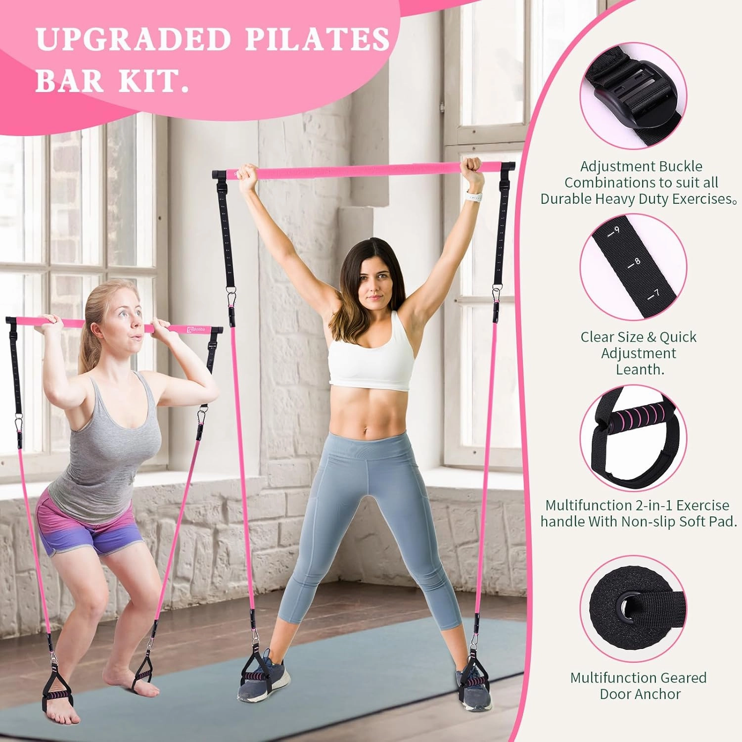Pilates Bar Kit with Resistance Bands,Pilates Bar with Stackable Bands Workout Equipment for Legs,Hip,Waist and Arm,Exercise Fitness Equipment for Women & Men Home Gym Yoga Pilates