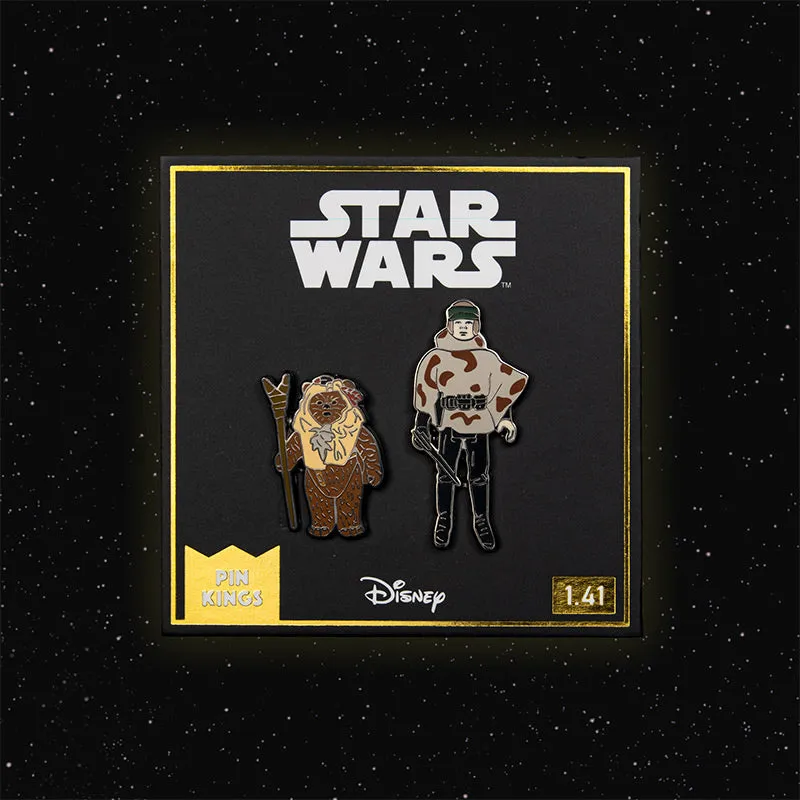 Pin Kings Official Star Wars Enamel Pin Badge Set 1.41 – Paploo and Luke Skywalker (in Battle Poncho)