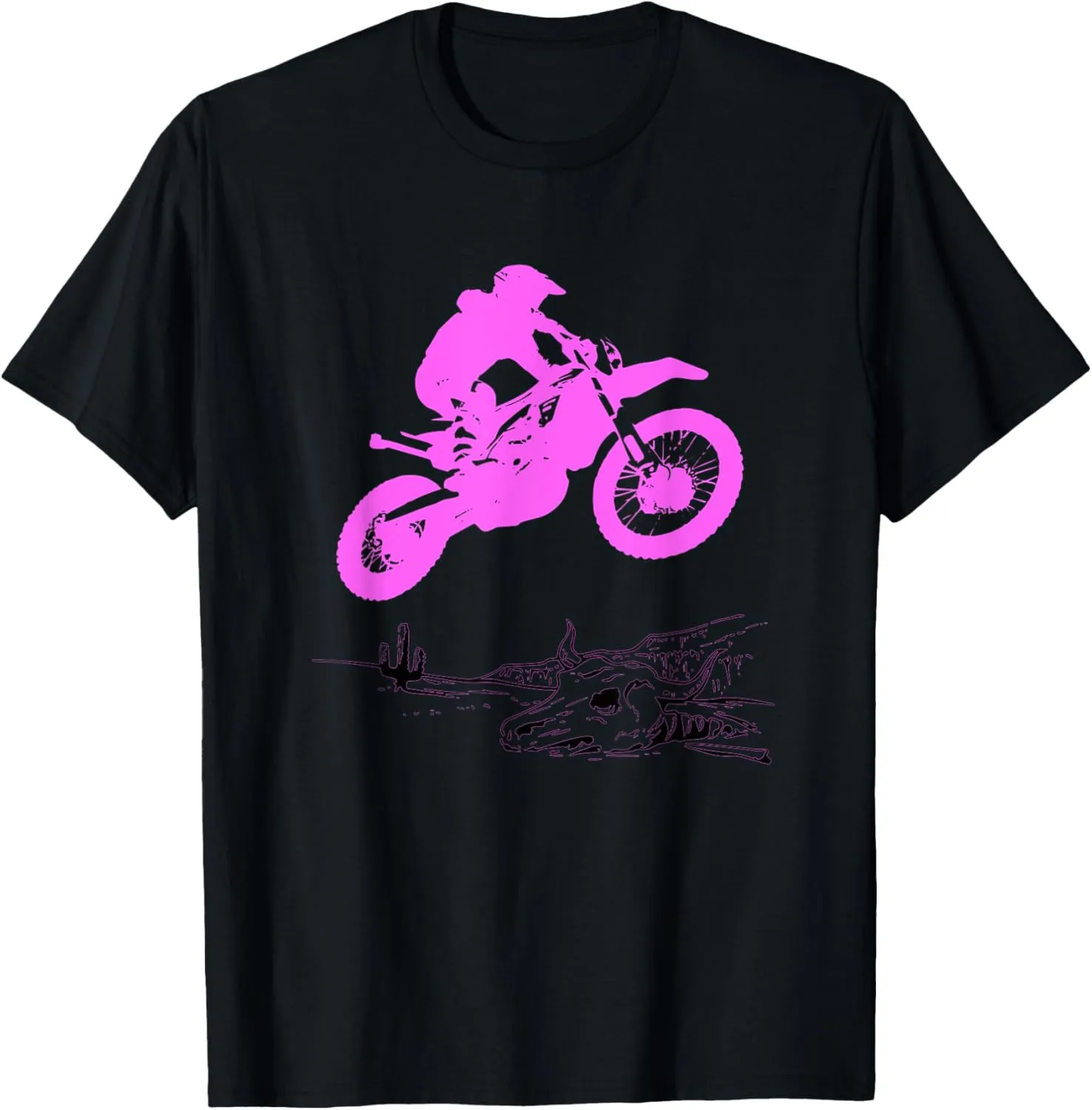 Pink Motocross Dirtbike Motorcycle Desert Racing Rider Jump T-Shirt