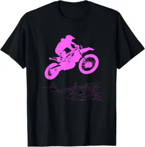 Pink Motocross Dirtbike Motorcycle Desert Racing Rider Jump T-Shirt
