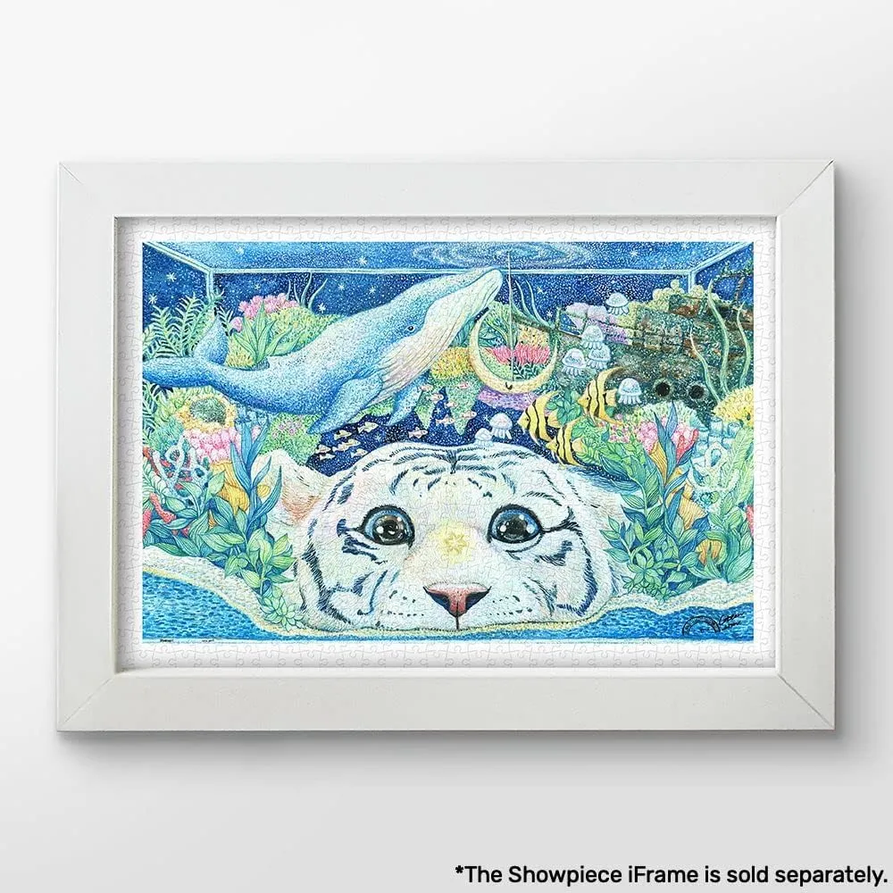 Pintoo Jigsaw Puzzles 600 Piece for Adults - Cotton Lion - White Tiger's Aquarium World Beautiful Plastic Puzzle for Home Decor Zero Dust Easy Storage [H2394]