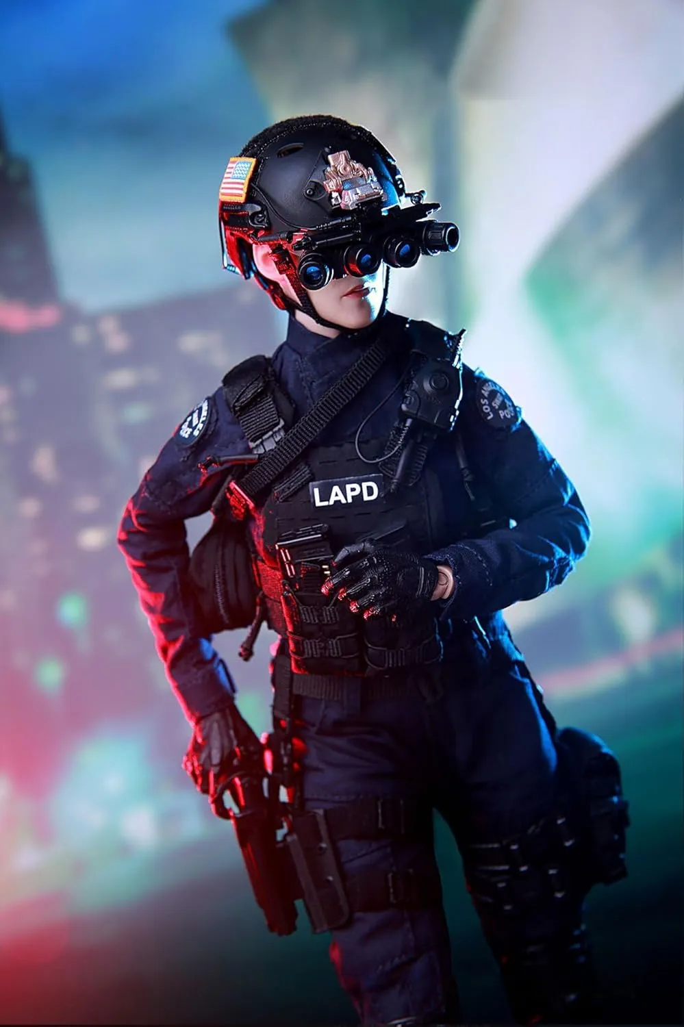 Pipigirl 1/6 Scale 12Inch Special Forces Action Figure, US Los Angeles Female Police Officer Soldier Figure Model, Accessories Collection Military Toys