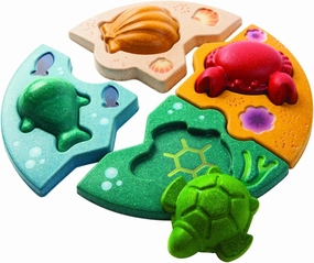 PlanToys Wooden Marine Puzzle with Ocean Life and Eco- Systems (5688) | Sustainably Made from Rubberwood and Non-Toxic Paints and Dyes | Eco-Friendly PlanWood