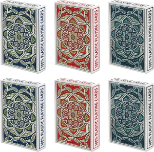 Plastic Playing Cards Waterproof Poker Size Card Professional, Jumbo Index Large Print for Adults and Seniors,6 Pack Playing Cards Bulk for Fun Card Games