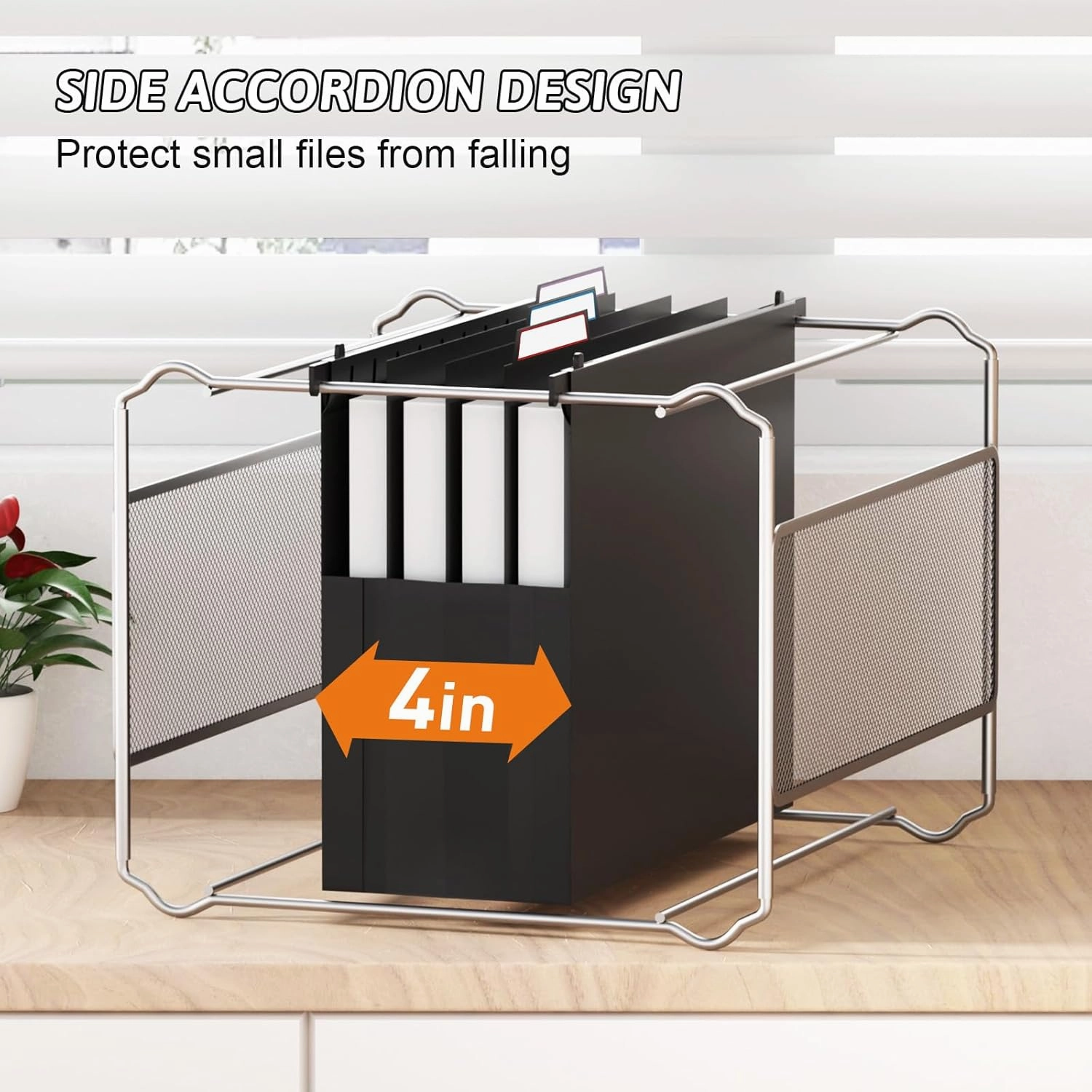 Plastic Extra Capacity Hanging File Folders,6 Pack Heavy Duty 4" Expandable Hanging Folder with Movable Dividers,Large Hanging Folders with Insertable Tabs, for Bulky Files, Letter Size-Black