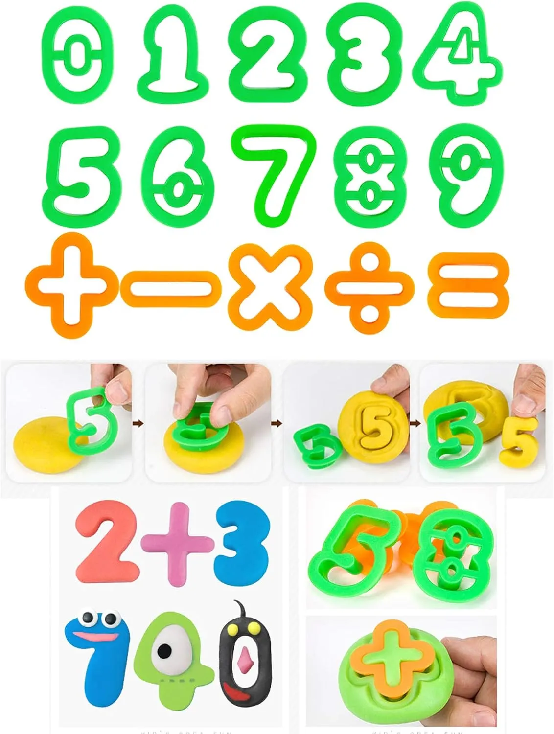 Play Dough Tools Set for Kids Letter Molds，Numeral Molds Various Plastic Animal Molds for Creative Dough Cutting (63 Pieces)